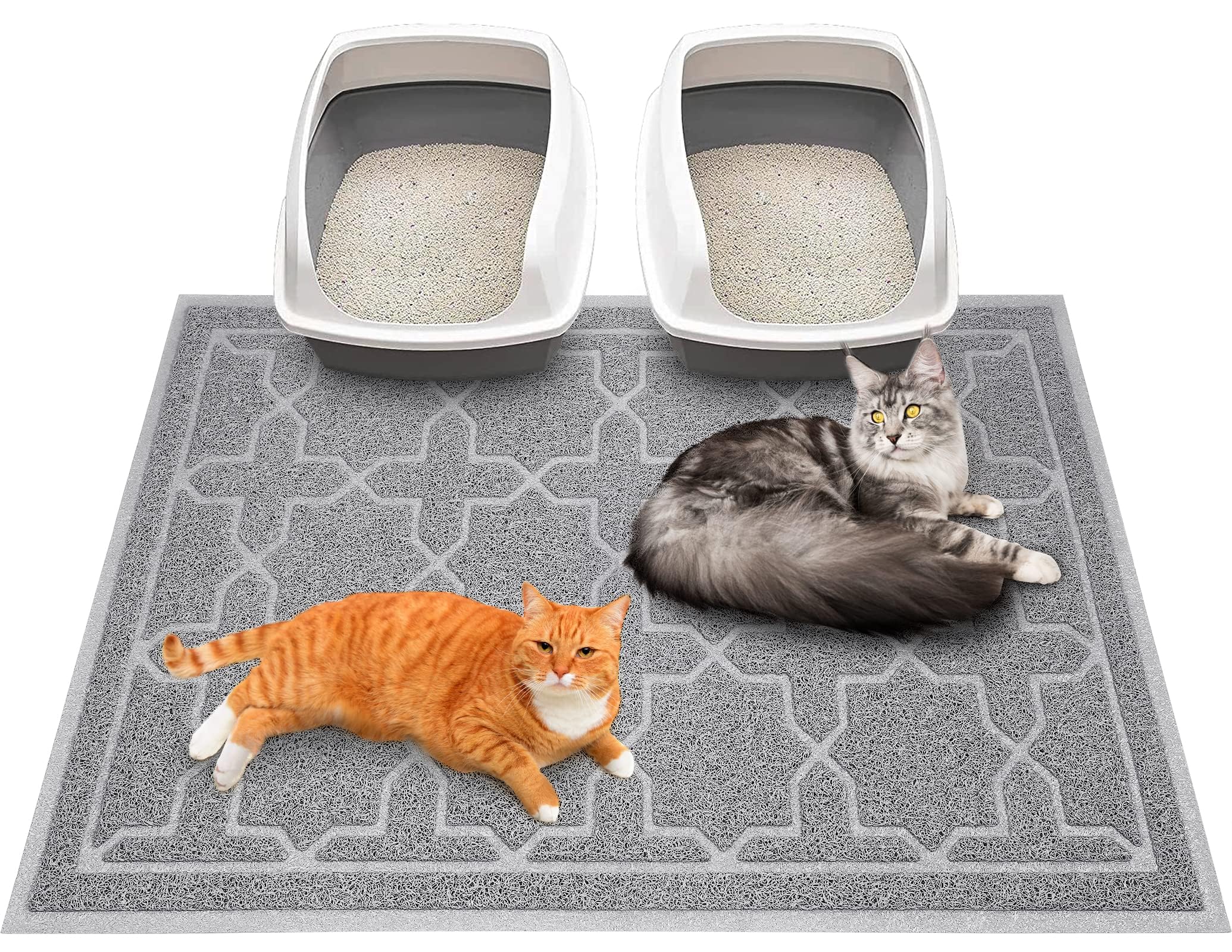 Yimobra Cat Litter Mat, 47"x36" Litter Box Mat with Litter Lock Mesh, Soft Cat Litter Mat Litter Trapping Mat, Easy to Clean, Non-Slip, Water