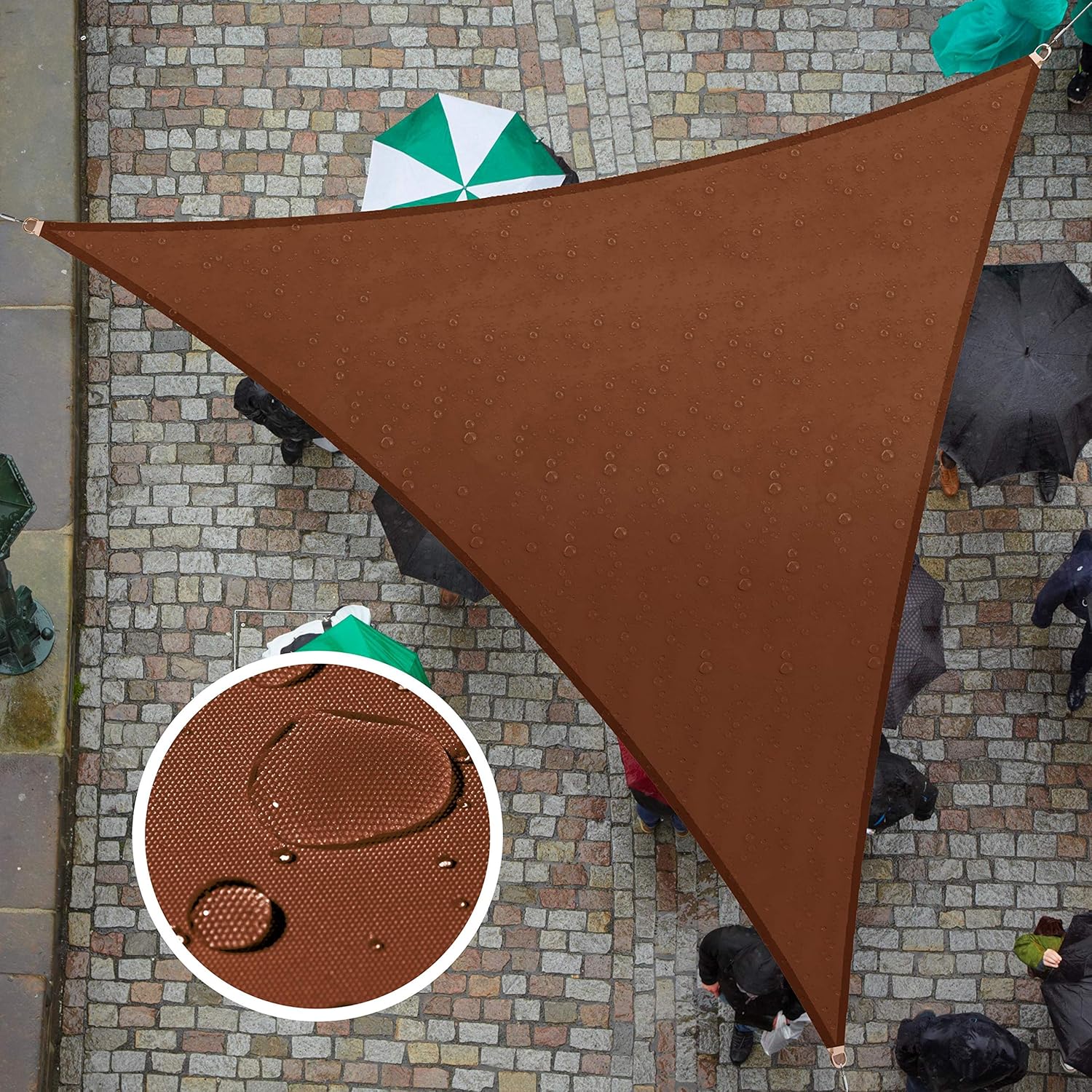 ColourTree 13' x 22' x 25.6' Custom Size Brown TADT12 Triangle Waterproof Sun Shade Sail Canopy Awning Shelter, 95% UV Blockage Water Resistant, Outdoor Patio Garden Carport (We Customize)