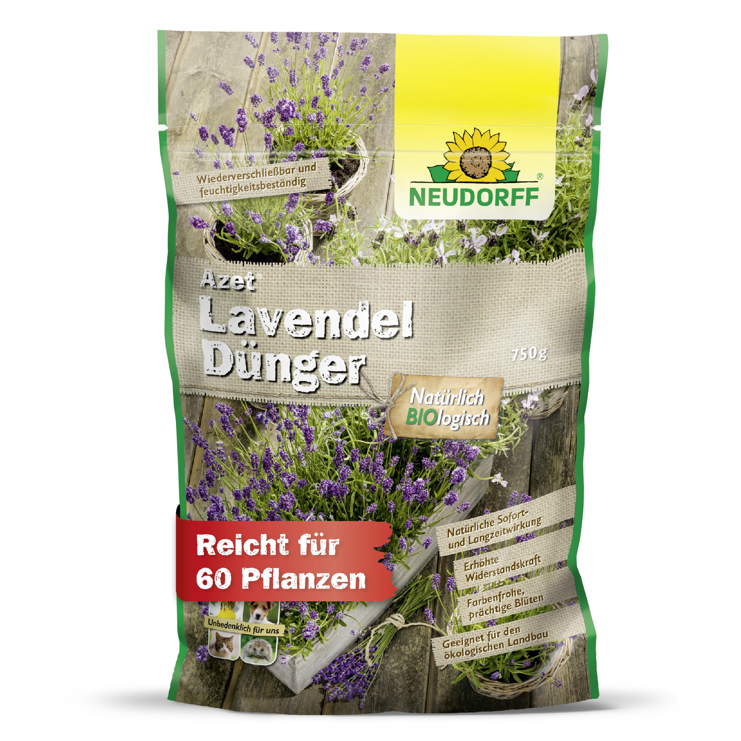 Neudorff Azet LavendelDnger  Bio Lavendeldnger sorgt fr farbenfrohe  Blten und intensivem Duft mit natrlicher Sofort- & Langzeitwirkung, 750 g  : Amazon.de: Garten