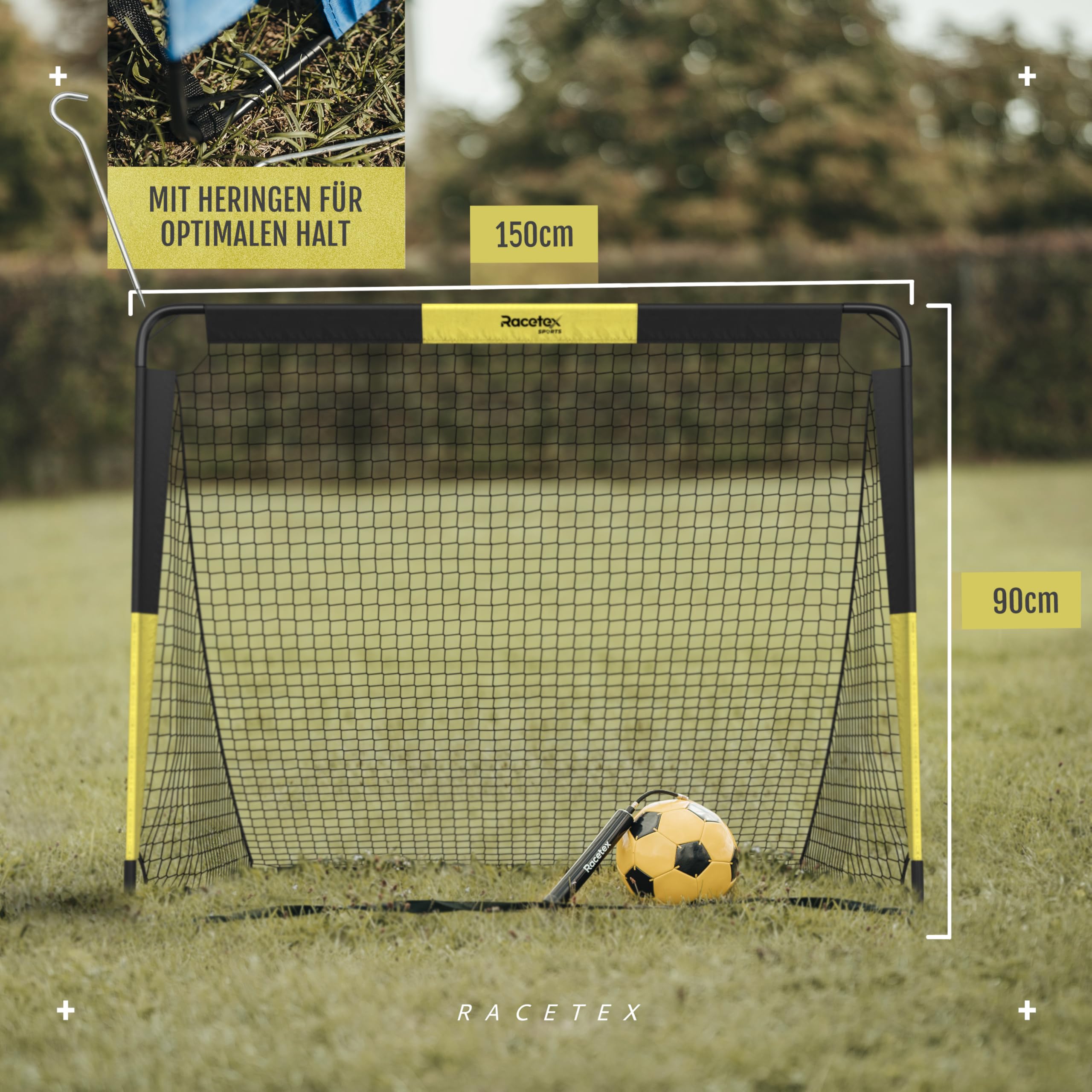 Racetex But de Foot 2-en-1 pour Enfants avec Cible de tir – Cage de Foot Enfant pour destinés au Jardin, Robustes et Stables grâce aux arceaux en Fibre de Verre – Montage Rapide
