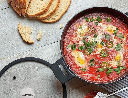 Vista 8 de ZAVOR Noir - Sartén para saltear de 6 cuartos de galón, aluminio fundido de alta calidad con revestimiento de cerámica antiadherente a base