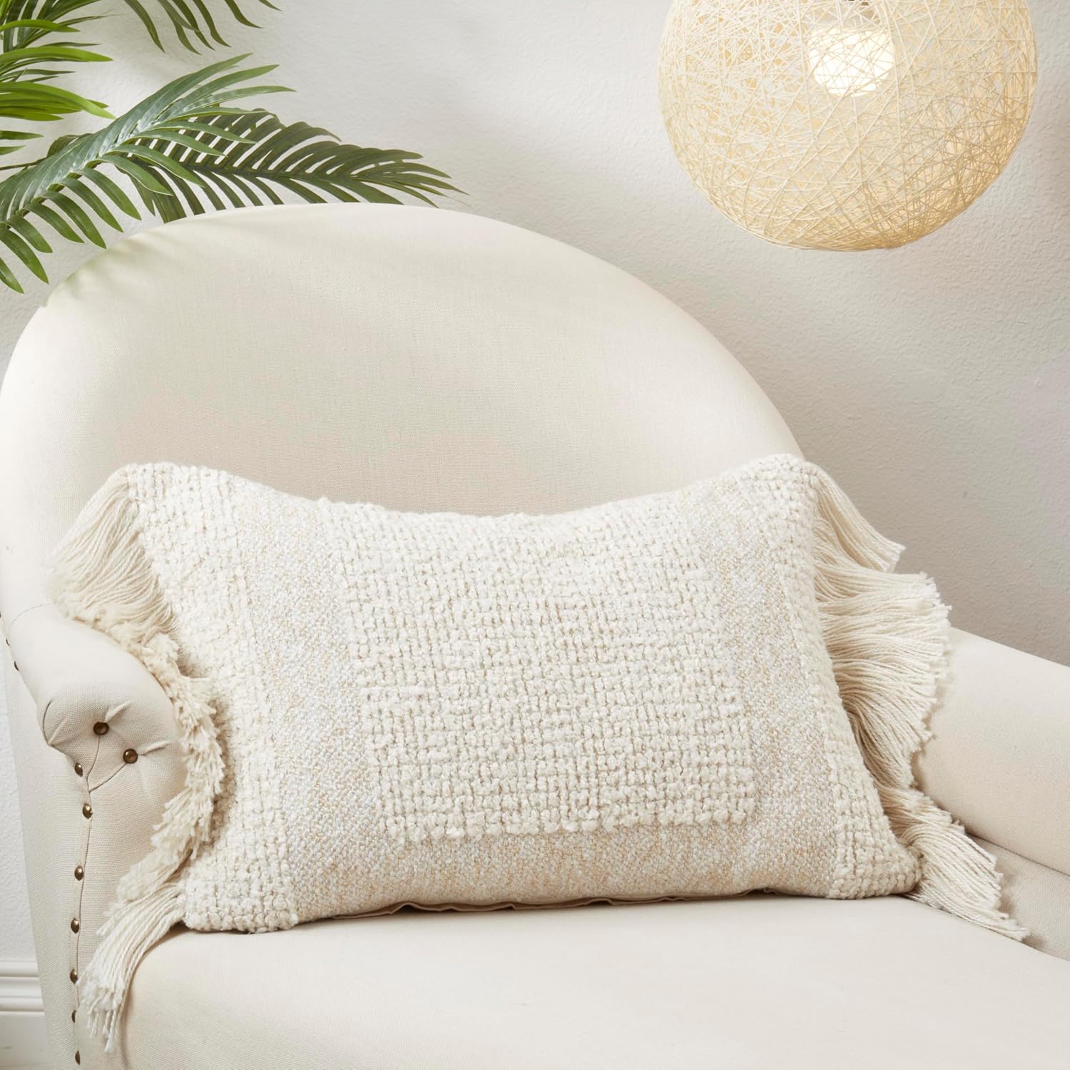 SARO LIFESTYLE Fringe Haven Outdoor Throw Pillow Cover