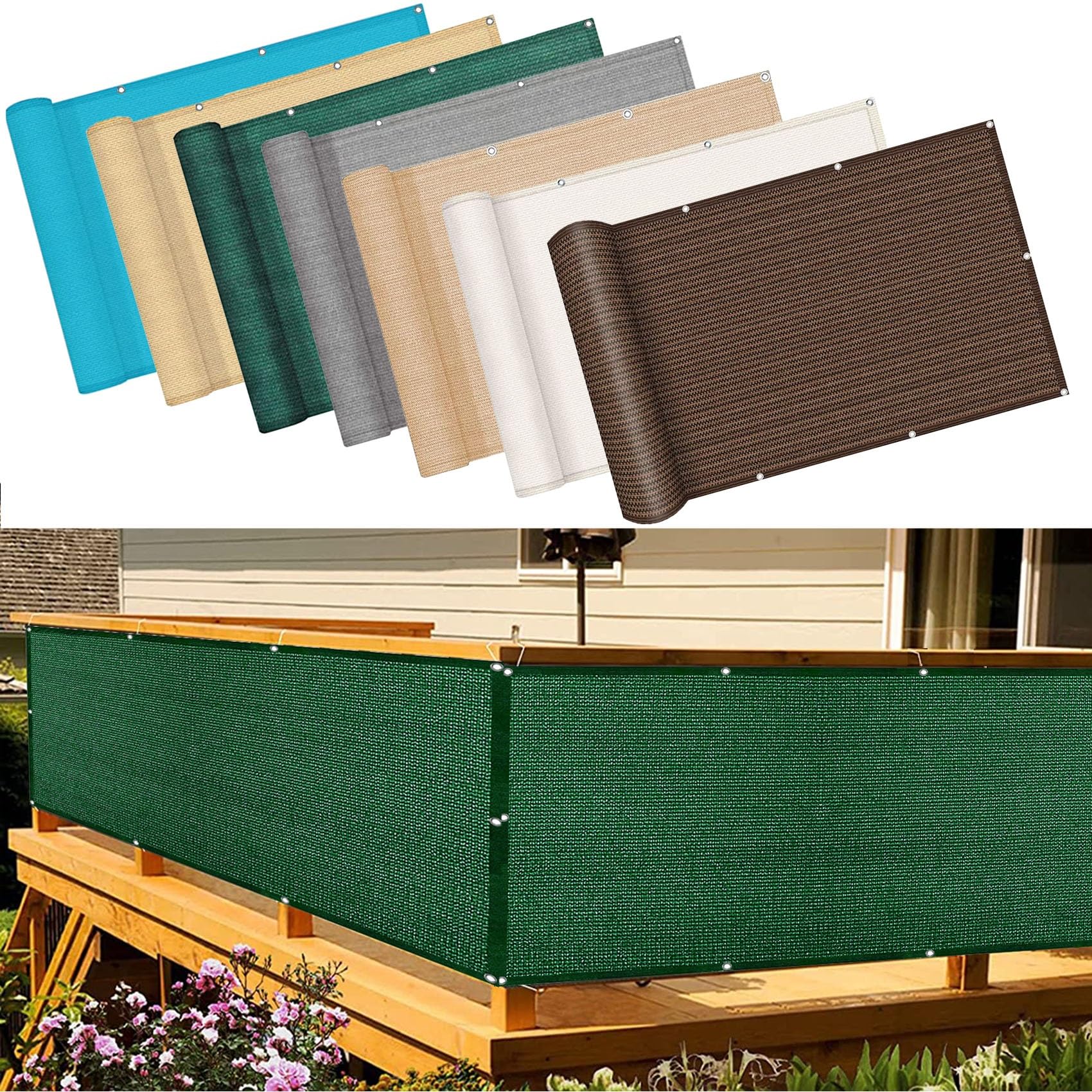 YANHONG Balcony Privacy Screen Cover 70x850cm(28x335inch) Garden Fence Screen Balcony Screen Cover HDPE Opaque UV Protection for Balcony and Patio, Dark Green — image 1