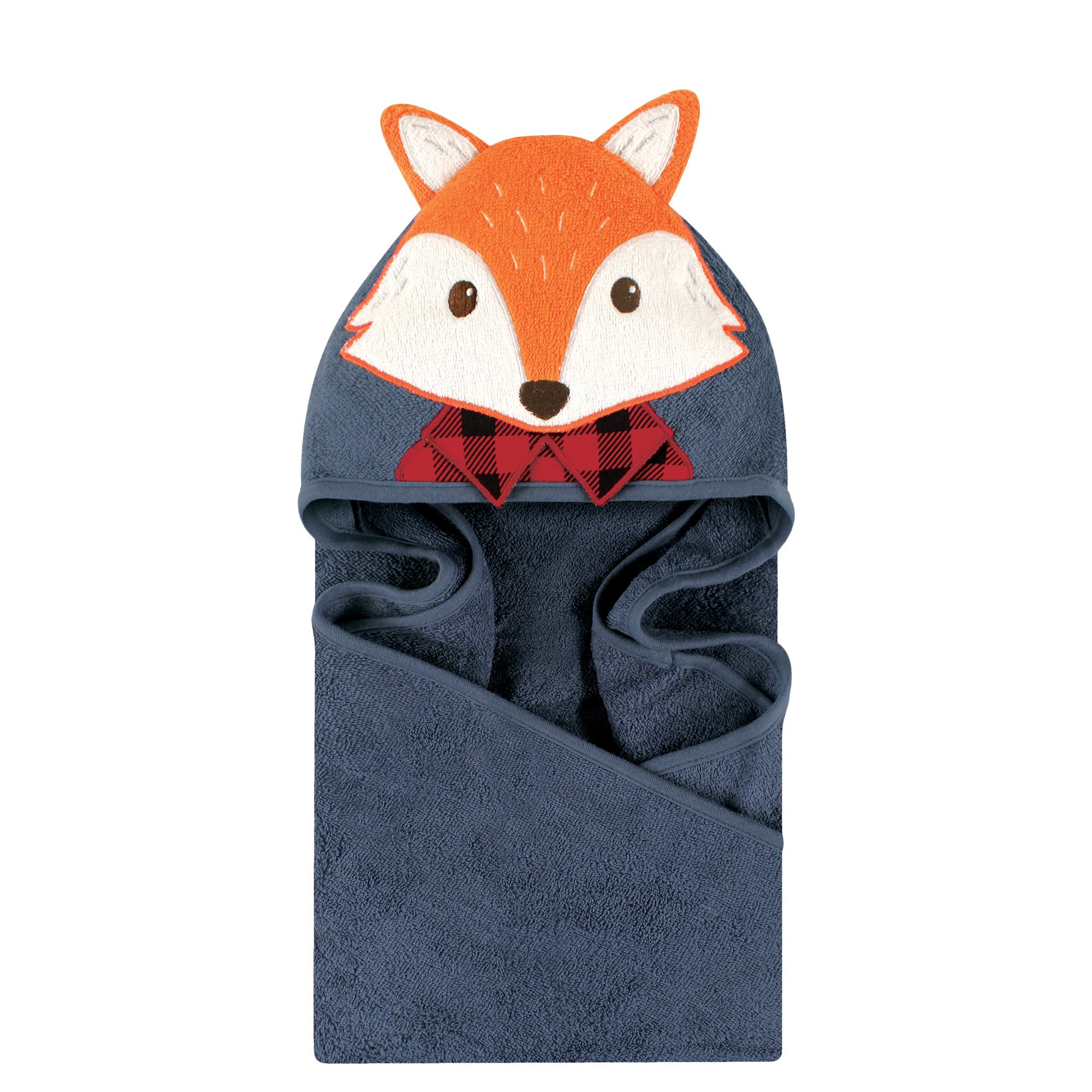 Little Treasure Unisex Baby Cotton Animal Face Hooded Towel, Lumberjack Fox, One Size — image 1