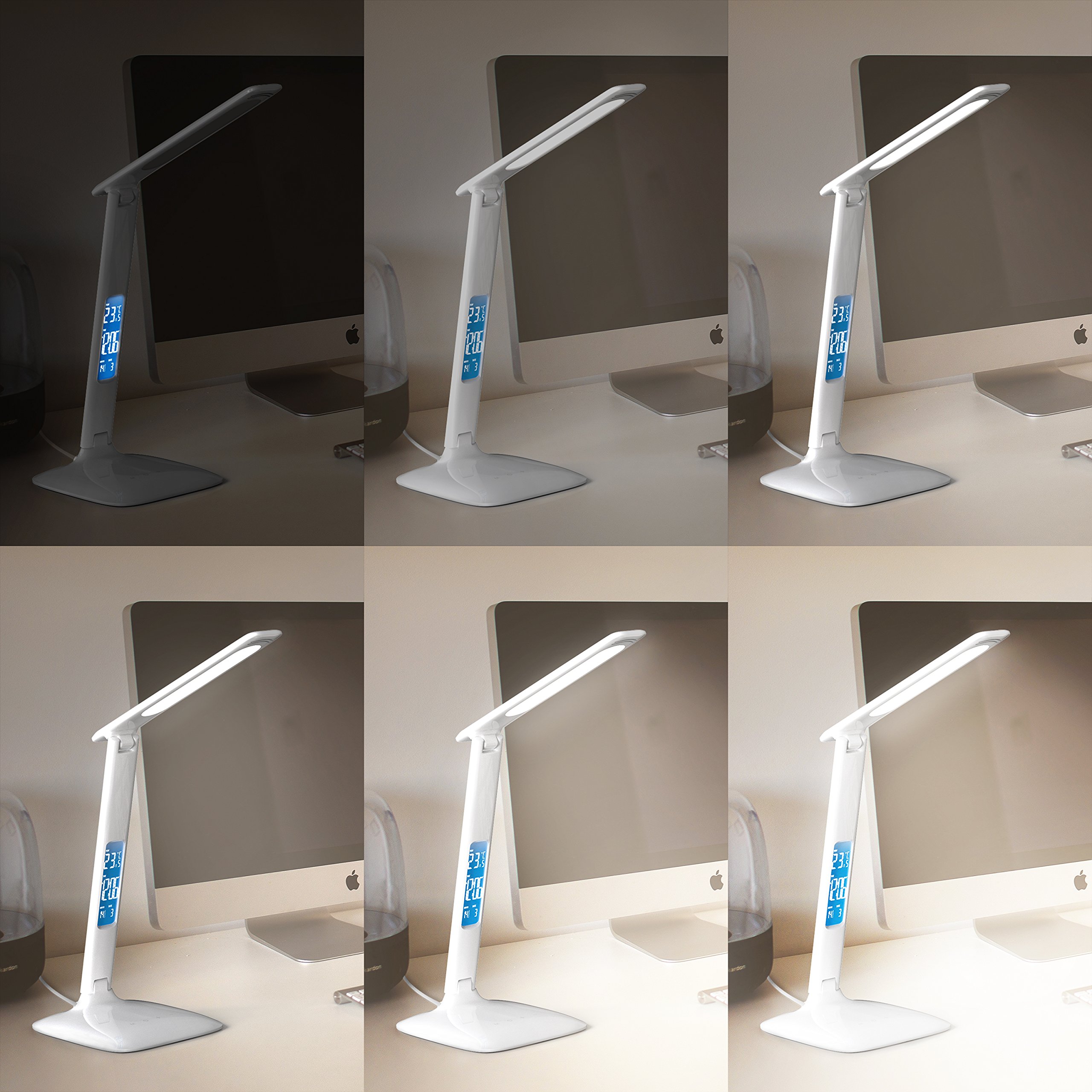 Lampada Da Scrivania LED Dimmerabile Con Collo Di Cigno Flessibile – 11 Livelli Di Luminosità, 5 Modalità Colore 2700K-6500K, 80 LED CRI≥95, USB, Timer, Per Ufficio E Studio