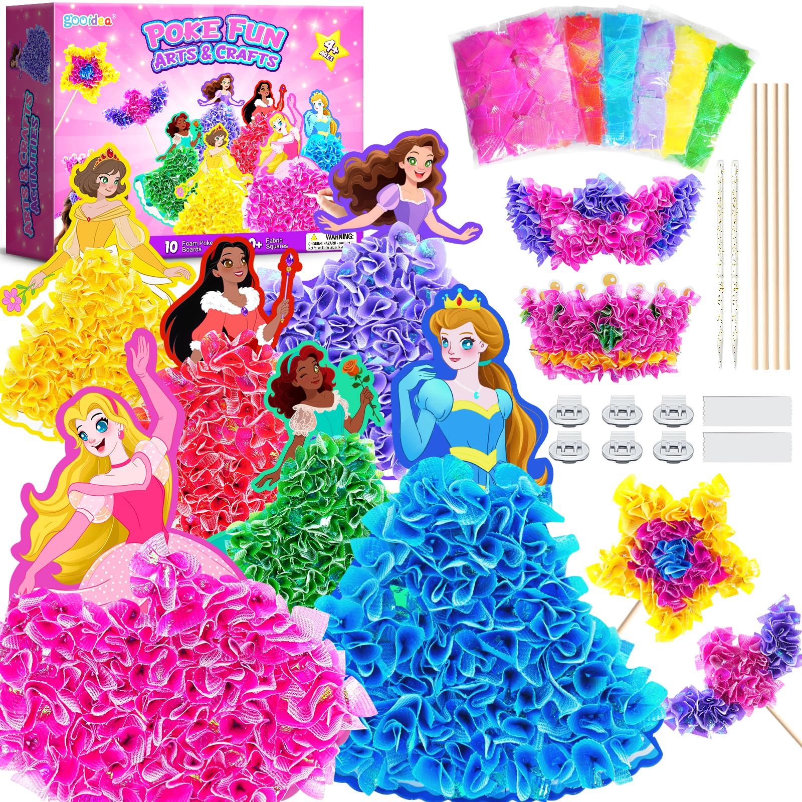 Gooidea Punkte-Bastelset für Mädchen ab 4–9 Jahren – Klassische Prinzessinnen Steckkunst, Ostergeschenke Mädchen, sauberes DIY-Kreativset | Kreativspielzeug & Rollenspiel-Geschenk für Kinder