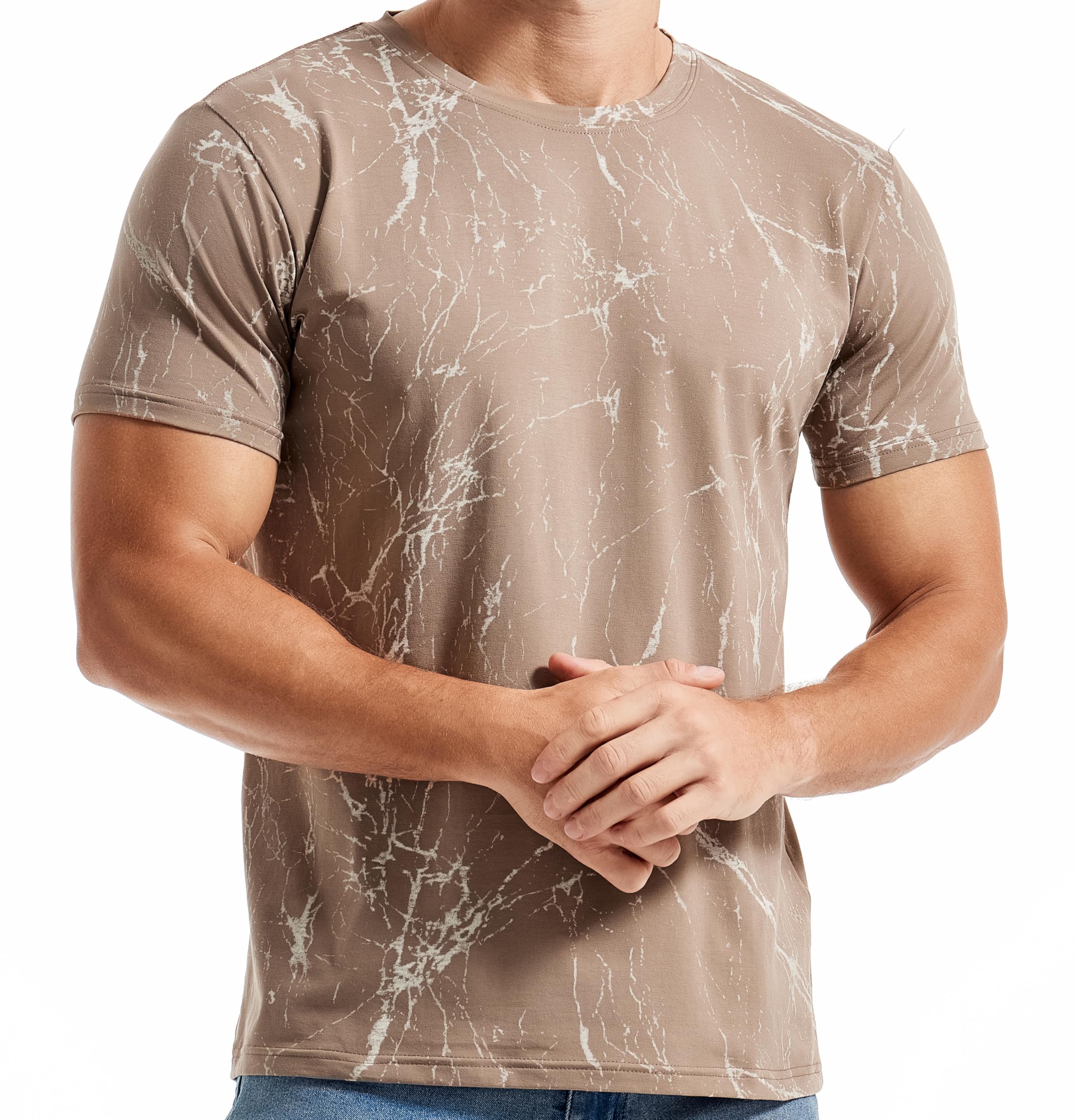 RONOMO Herren T-Shirt 95% Baumwolle 5% Spandex, Mikroelastik, Hautfreundlich