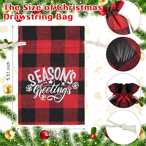 Miniatura 2 de 24 bolsas de regalo de Navidad con cordón, bolsa de arpillera de Navidad, bolsa de Navidad de algodón lavable para envoltura de dulces, recuerdos de