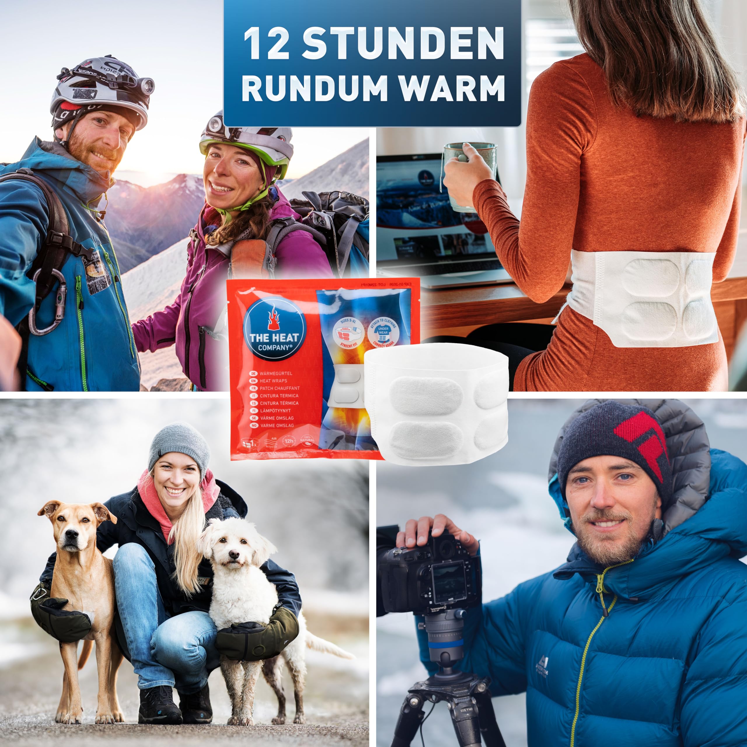 THE HEAT COMPANY Wärmegürtel - 10 Stück Vorteilspack - EXTRA WARM - Preis-Leistungs-Sieger - 12 Std. wohlige Wärme - sofort einsatzbereit - luftaktiviert - rein natürlich - für alle Größen: S-XL