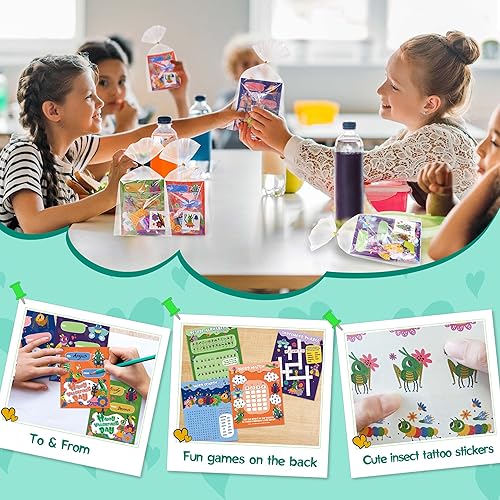 Vista 11 de Colplay Regalos para el día de San Valentín para niños aulas, paquete de 28 bloques de construcción de animales con tarjetas del día de San Valentín