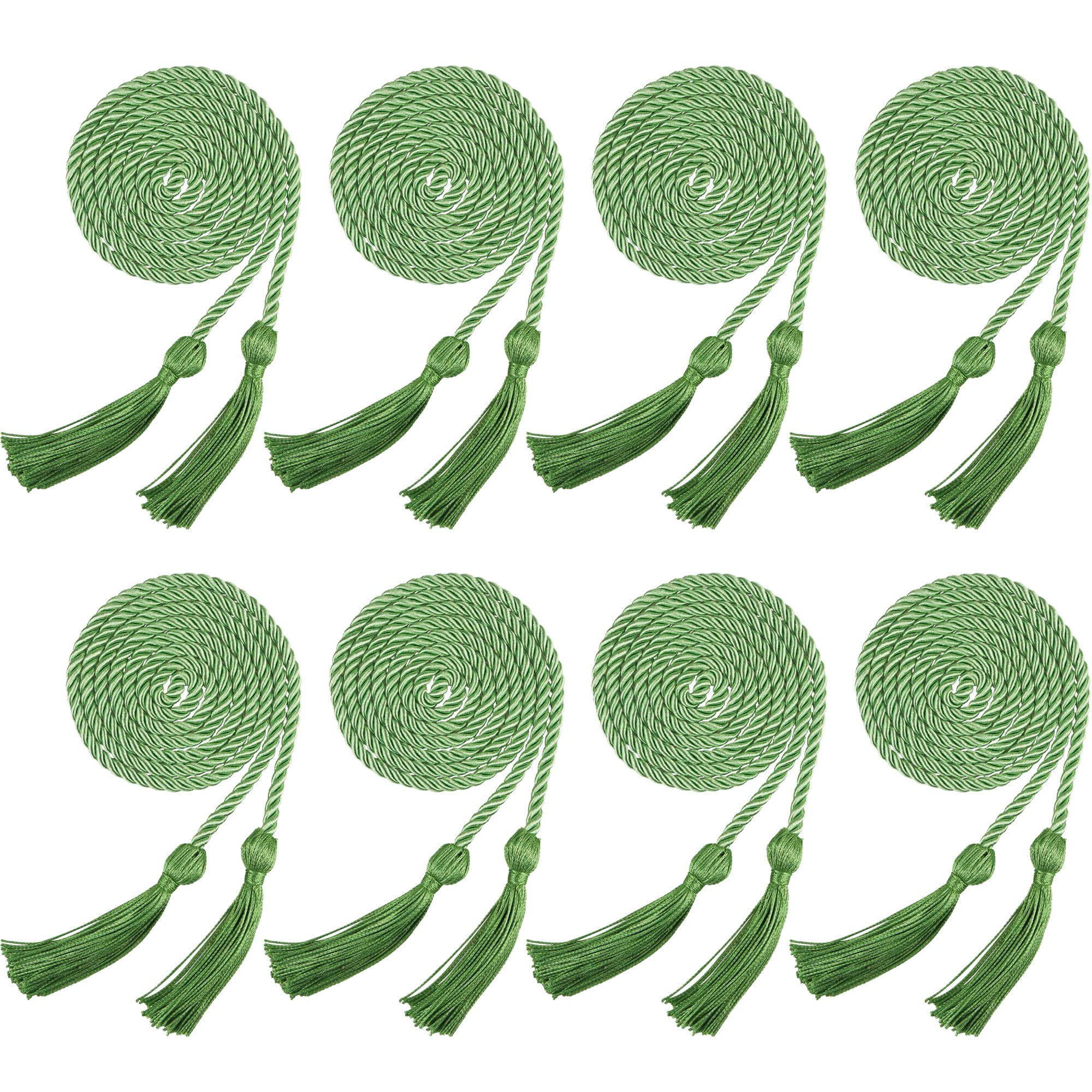 Trounistro 8 Pieces Graduation Cords Yarn Honor Cords with Tassel for College Graduation Students (Grass Green)