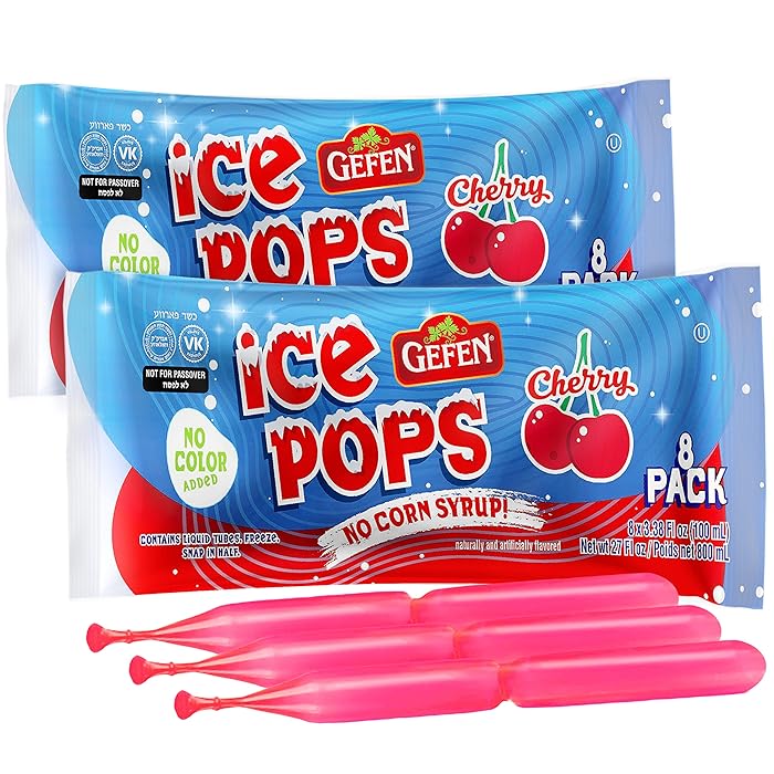 Buy Gefen Clear Cherry Ice Pops (2 8 Packs = 16 Pops Total) Fun BreakinHalf Ice Pops, No Corn