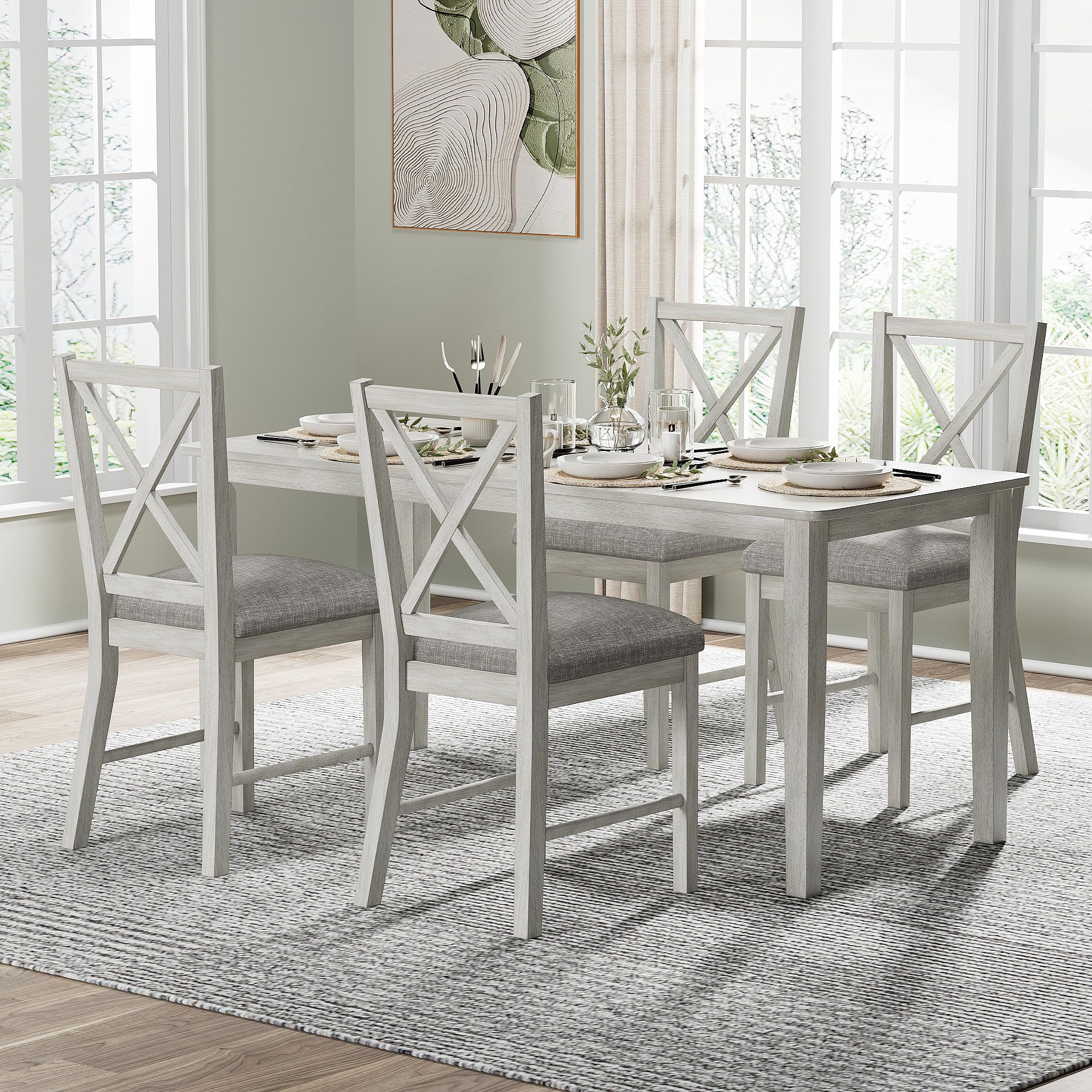Table And Chairs Set Of 6 Solid Wood Dining Table Set - Mix & Match ...