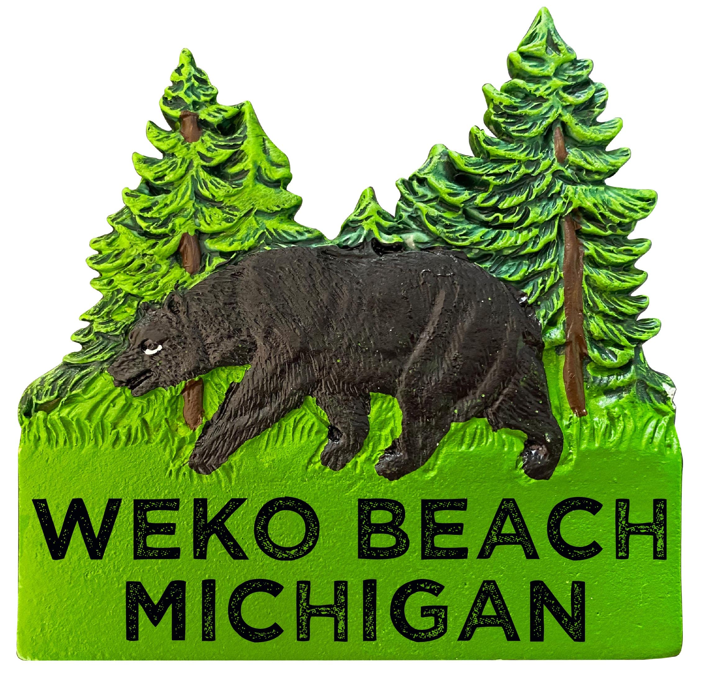 R and R ImportsWeko Beach Michigan Hand Painted Resin Refrigerator Magnet 3-Inch Approximately Bear Design