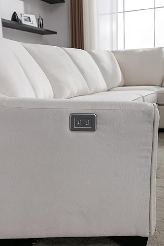 Miniatura 8 de LUMISOL Sofá cama modular de 129.5 pulgadas de ancho con cama extraíble, moderno sofá cama en forma de L con puerto de carga USB, sofá modular