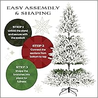 Vista 5 de National Tree Company 7.5 ft Acacia Flocked Artificial Christmas Tree, Unlit Christmas Decoration, Hinged Branches, Includes Metal Stand