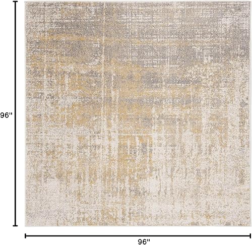 Miniatura 213 de SAFAVIEH Adirondack Collection Tapete de área XL, 12 x 15 pies, color crema y dorado, diseño abstracto moderno, no desprende pelusa y de fácil