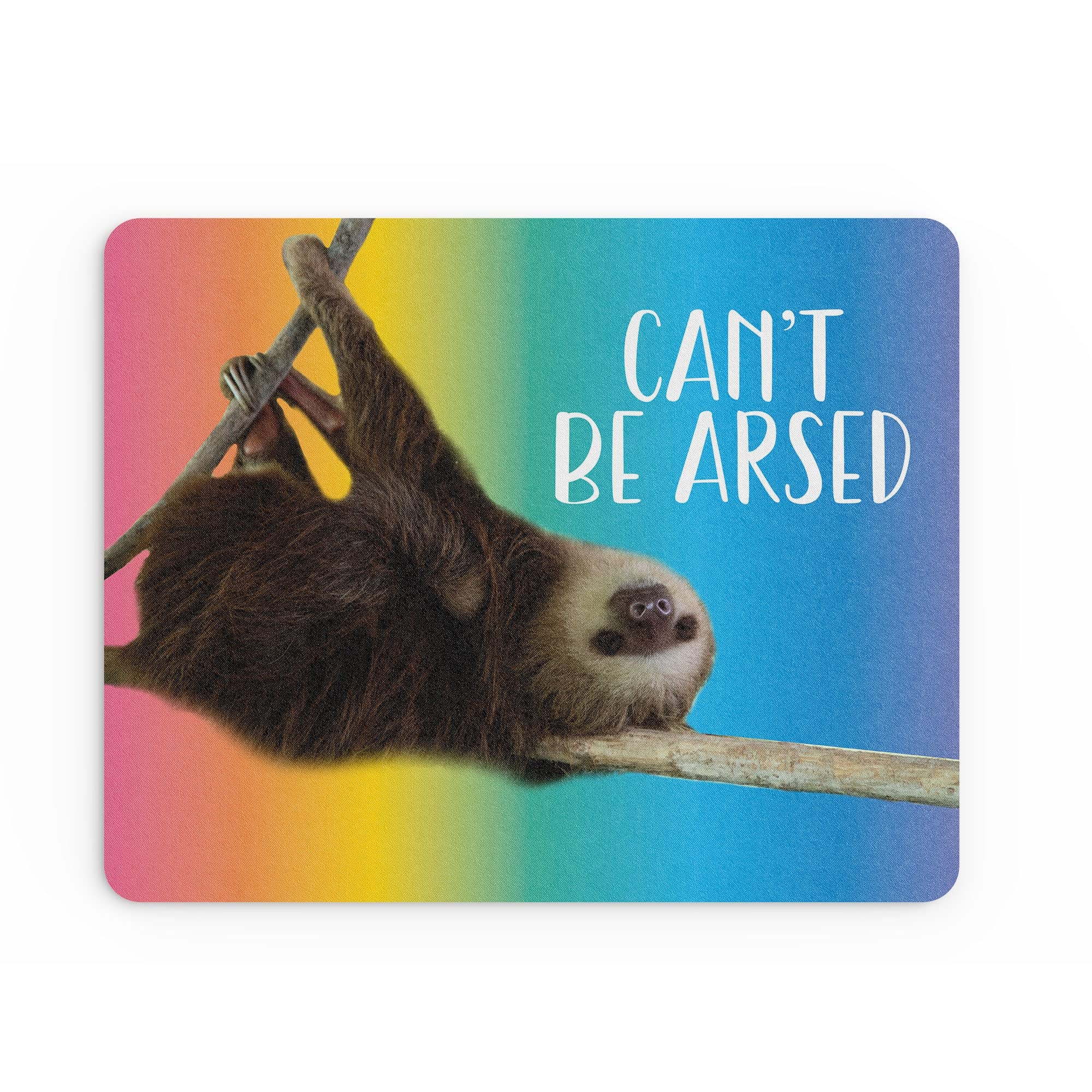 Tongue in Peach Funny Mouse Mat | Office Work Mouse Pad Desk Accessories Computer Admin Coworker Colleague | Can't Be Arsed Sloth | Banter Stationary | MM16