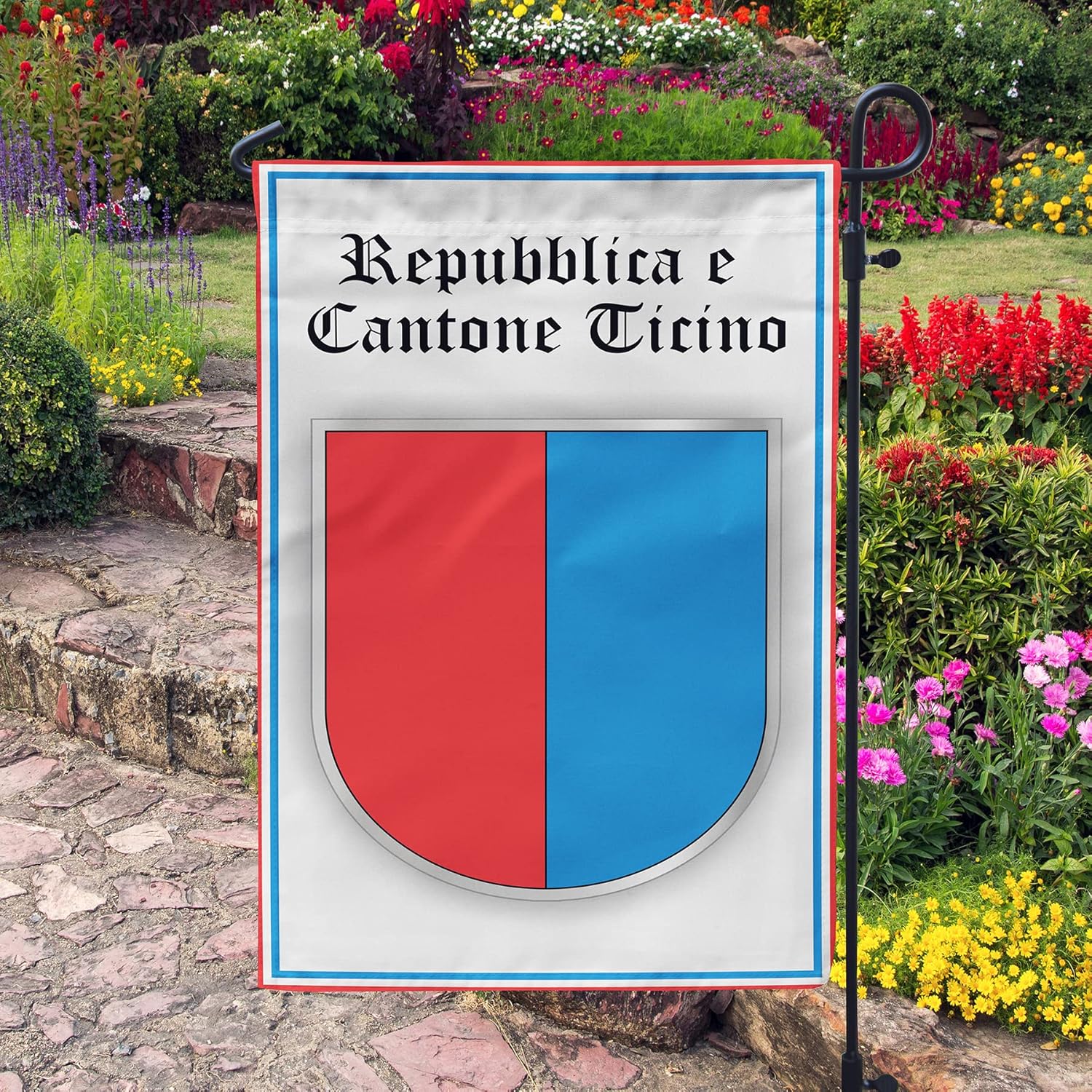 Repubblica e Cantone Ticino Switzerland 12x19 Inches Double Sided Garden Flag (Ticino)