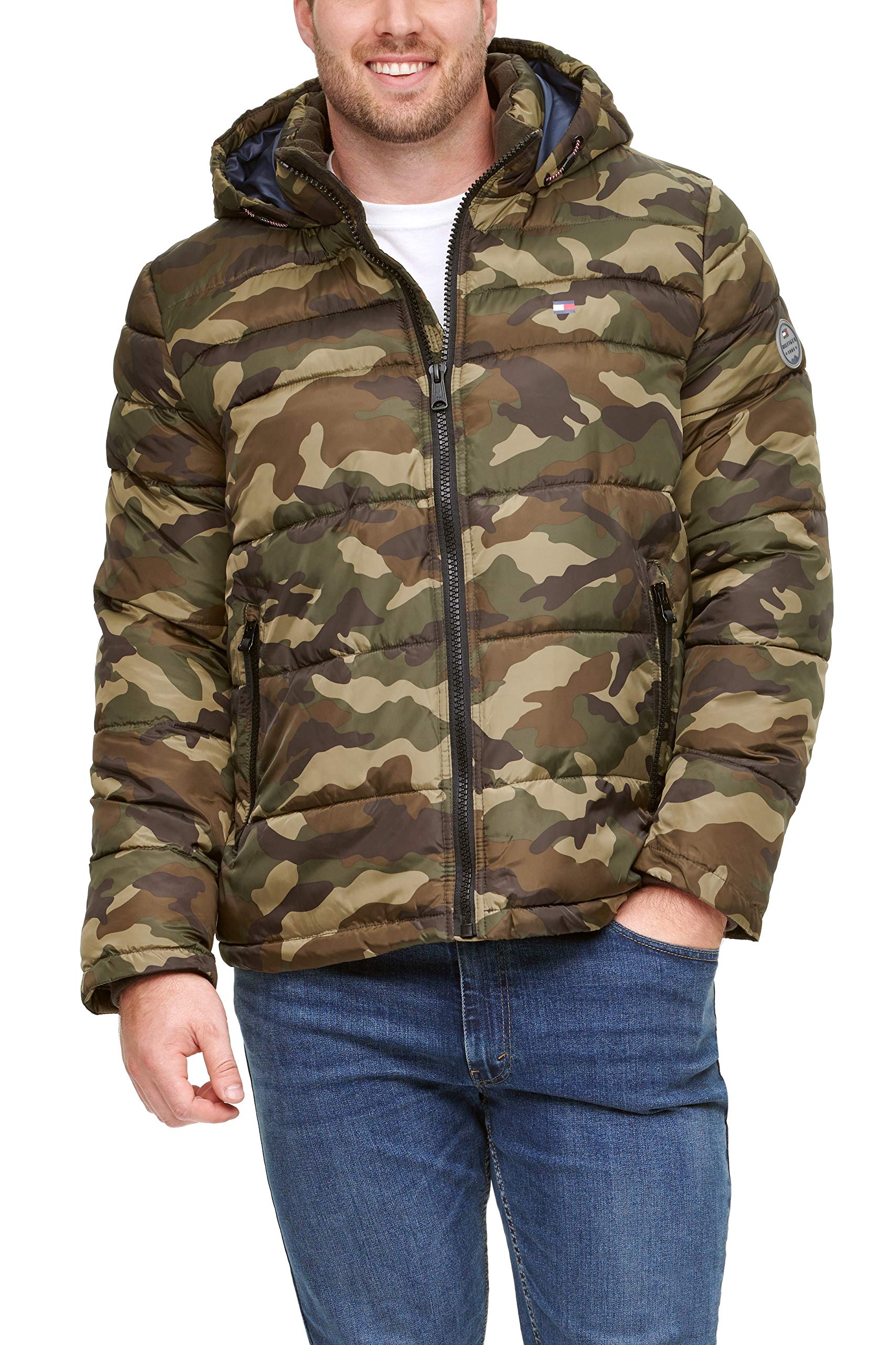 Tommy Hilfiger Herren Down Alternative Hooded Jacket (Standard and Big & Tall) Puffer Jacke mit Kapuze, Camouflage, 4X