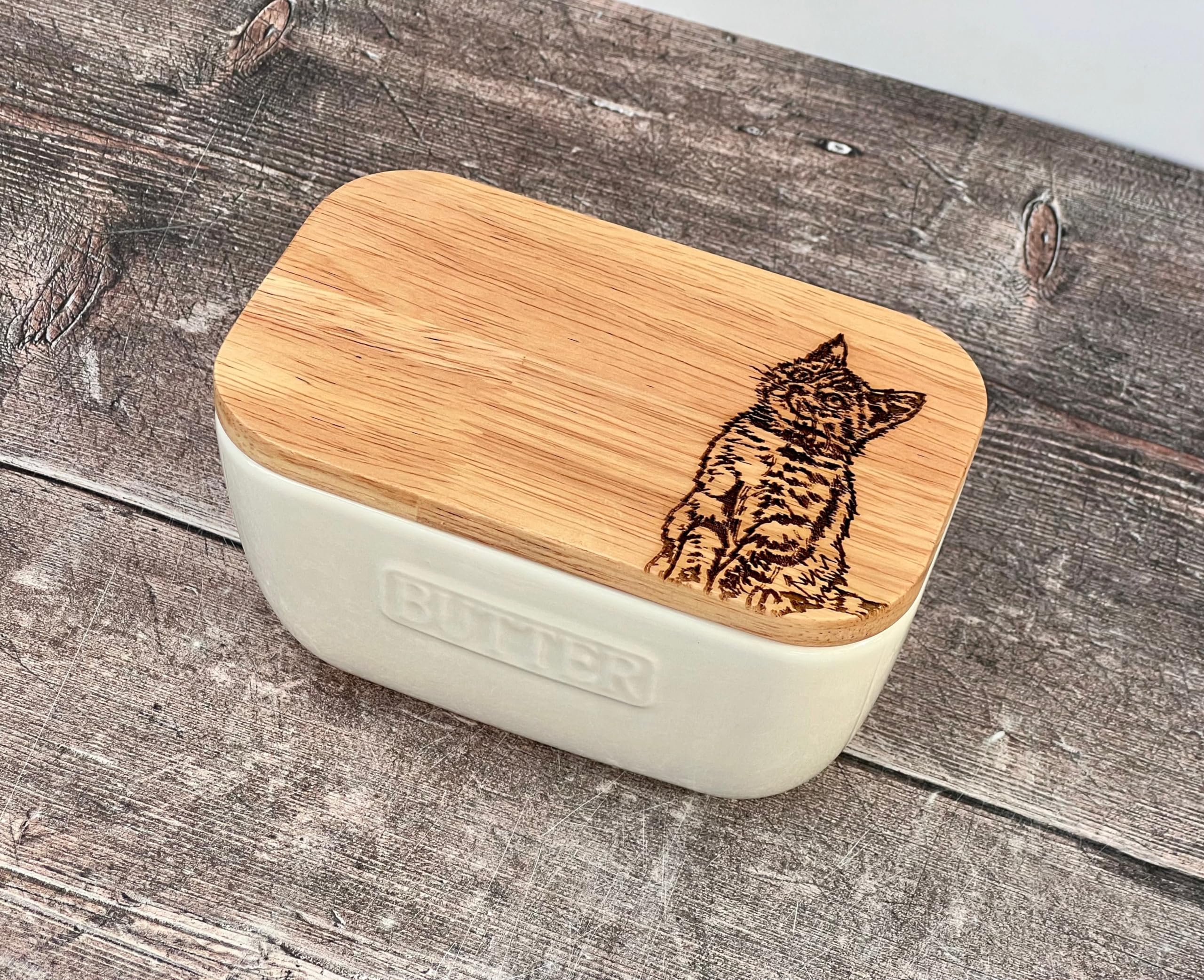 Hampton Homeware Cat White Butter Dish