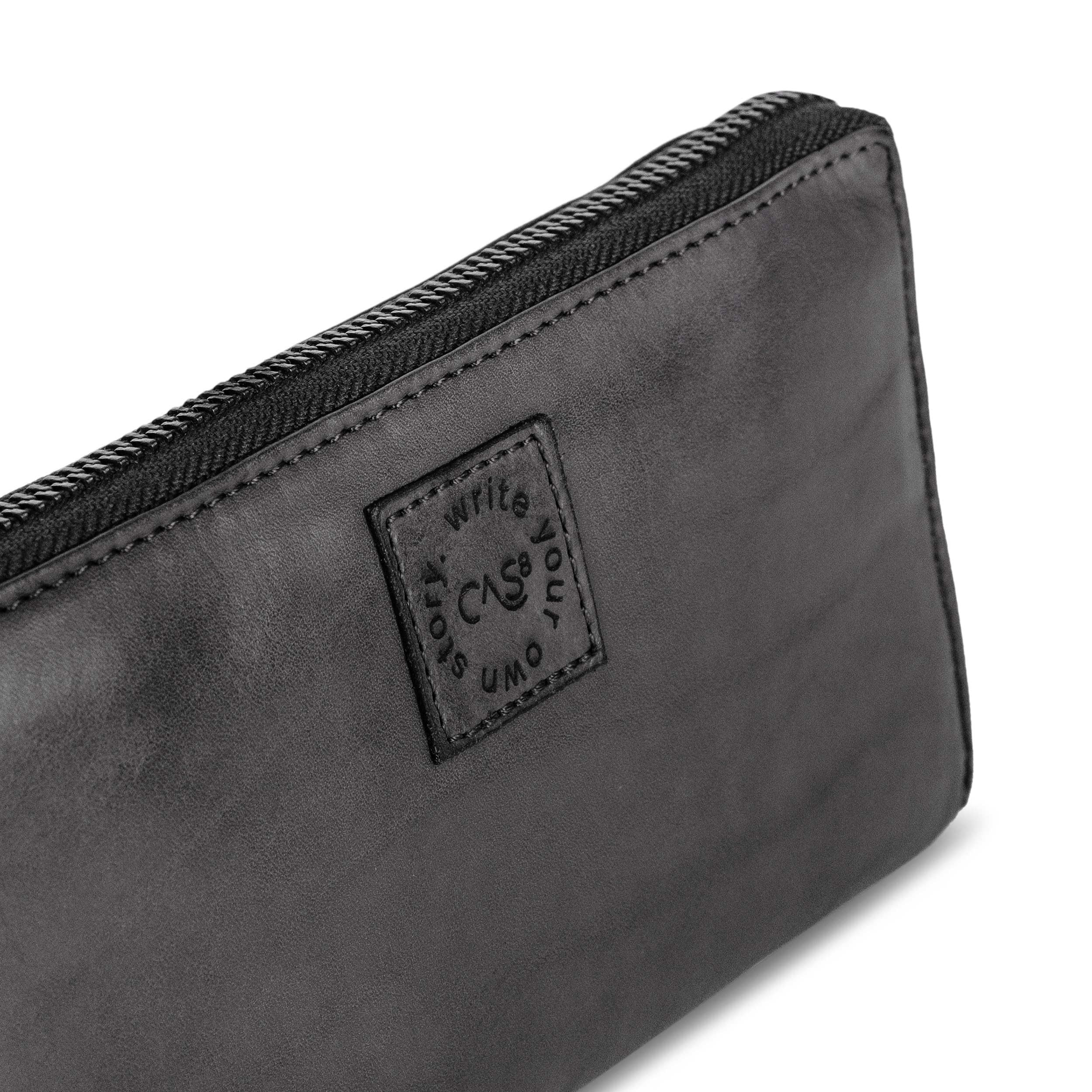 Geldbörse MALU, Damen Portemonnaie aus gewaschenem Leder, mit praktischen Kleingeld- sowie Kartenfächern, Portmonee im Used-Look mit Reißverschluss, Graphite