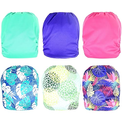 Miniatura 5 de Leekalos Pañales de tela reutilizables para niños y niñas, pañal de bebé con insertos y bolsa húmeda, talla única (floral)