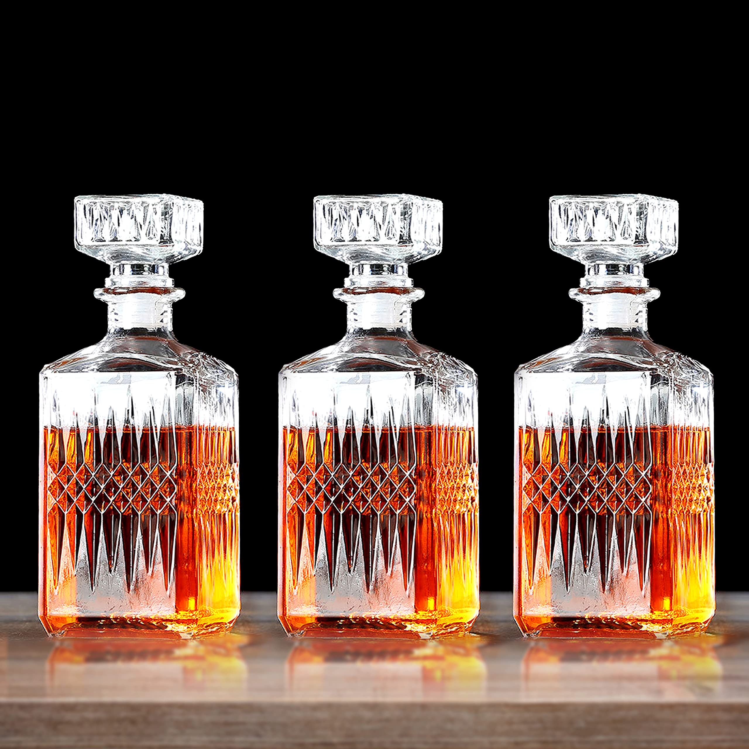 Elegant Whiskey Decanter Set with Glass for Men & Women, 1000 ml Whiskey Crystal Liquor Drinking Decanter Gift for Alcohol Lover[Pack-3]