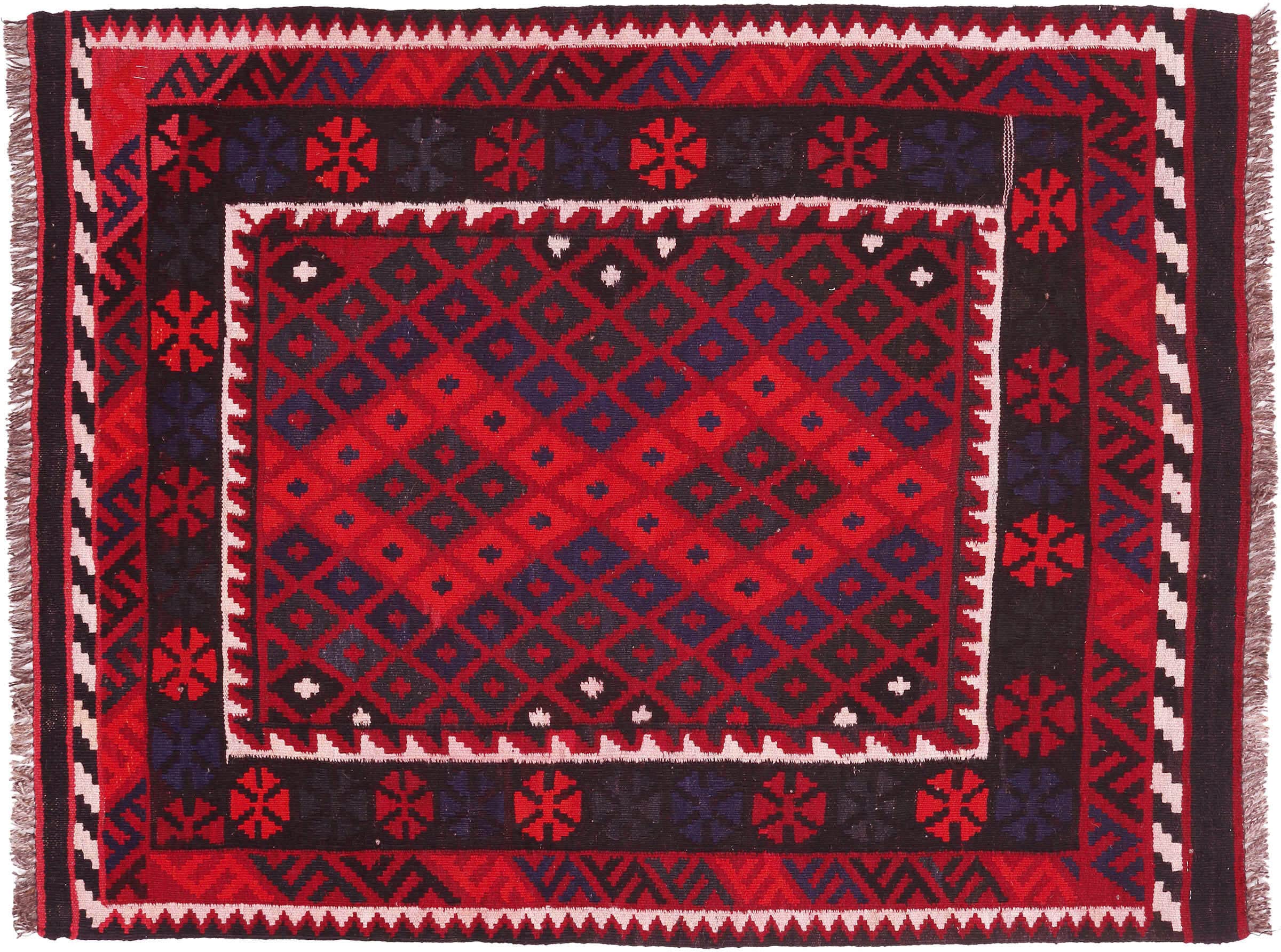 Tapis afghan Kelim Soumakh Ghalmuri : une histoire tissée main en rouge et noir