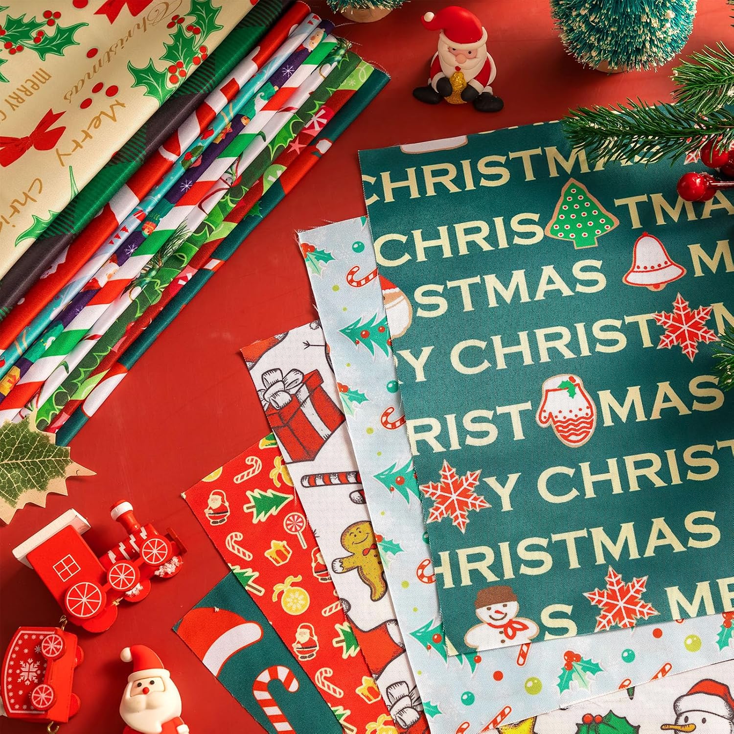 Shimeyao 60 Pcs Christmas Fabric Bundles Sewing Quilting image 4