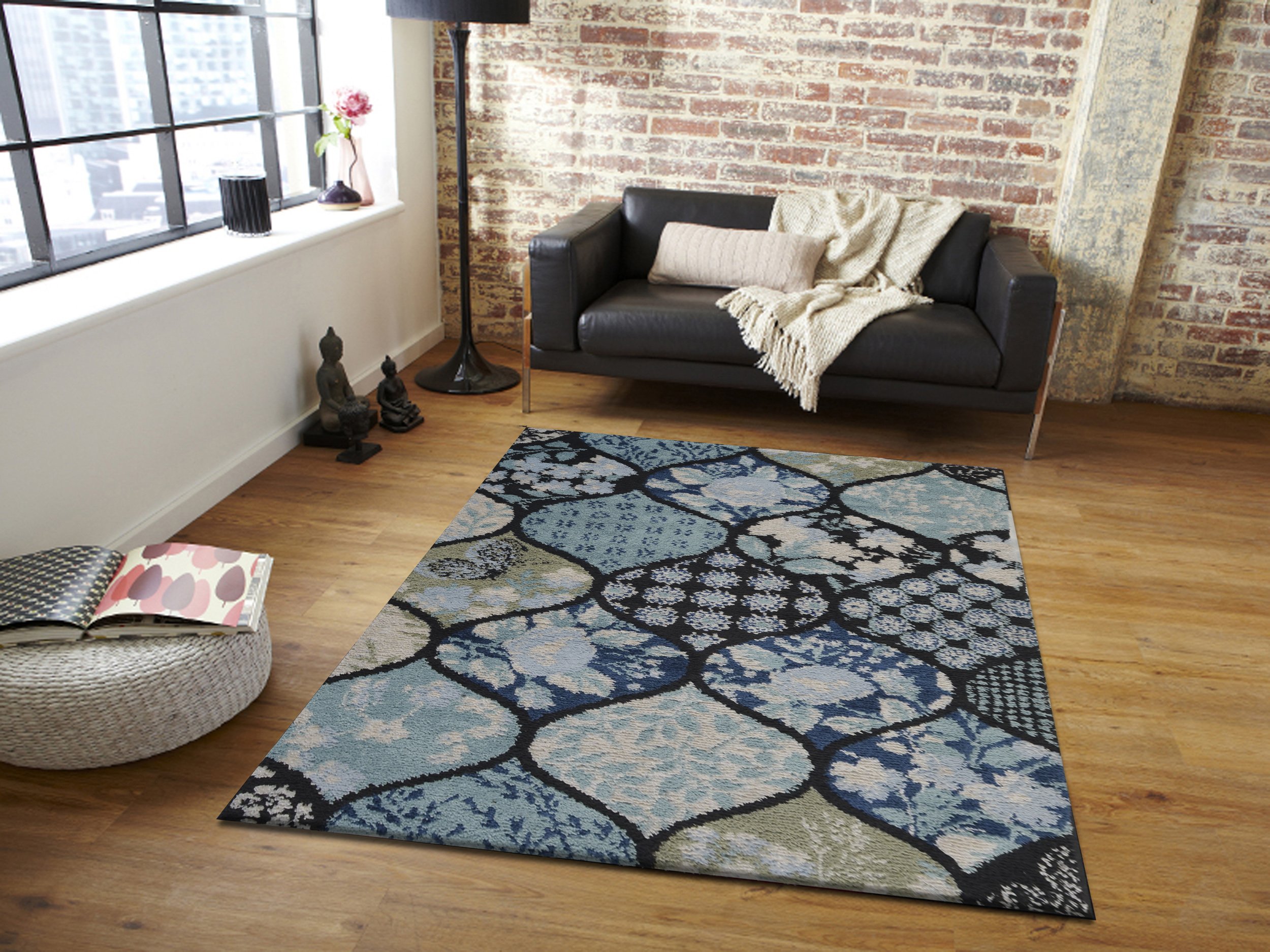 PRESTO BAZAAR Polyester Carpet - 55"x22", Blue & Black