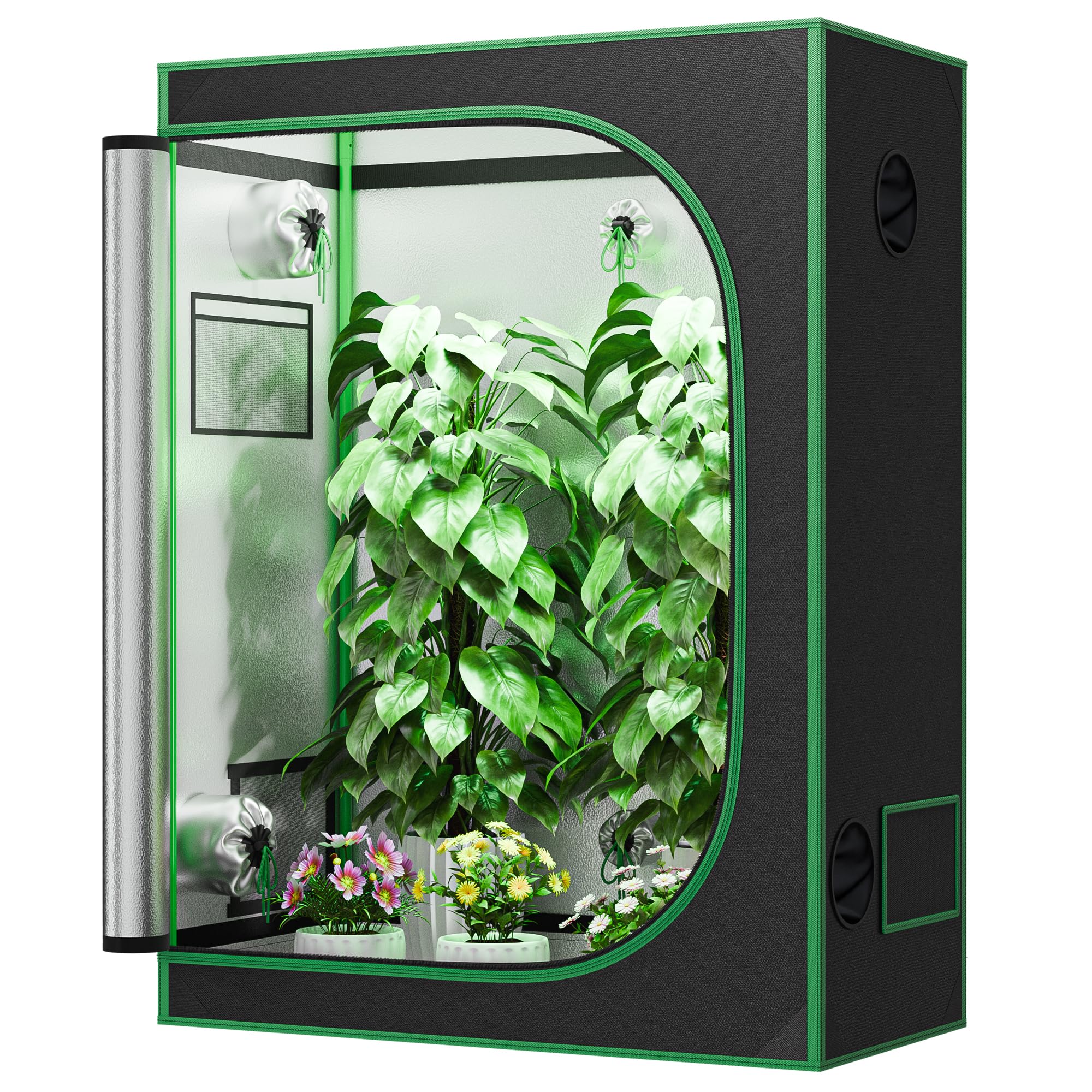 HANGKAI Home Grow Tent Hydroponic Plant Growing Room w Observation Window and Inner Tool Bag 600D Highly Reflective
