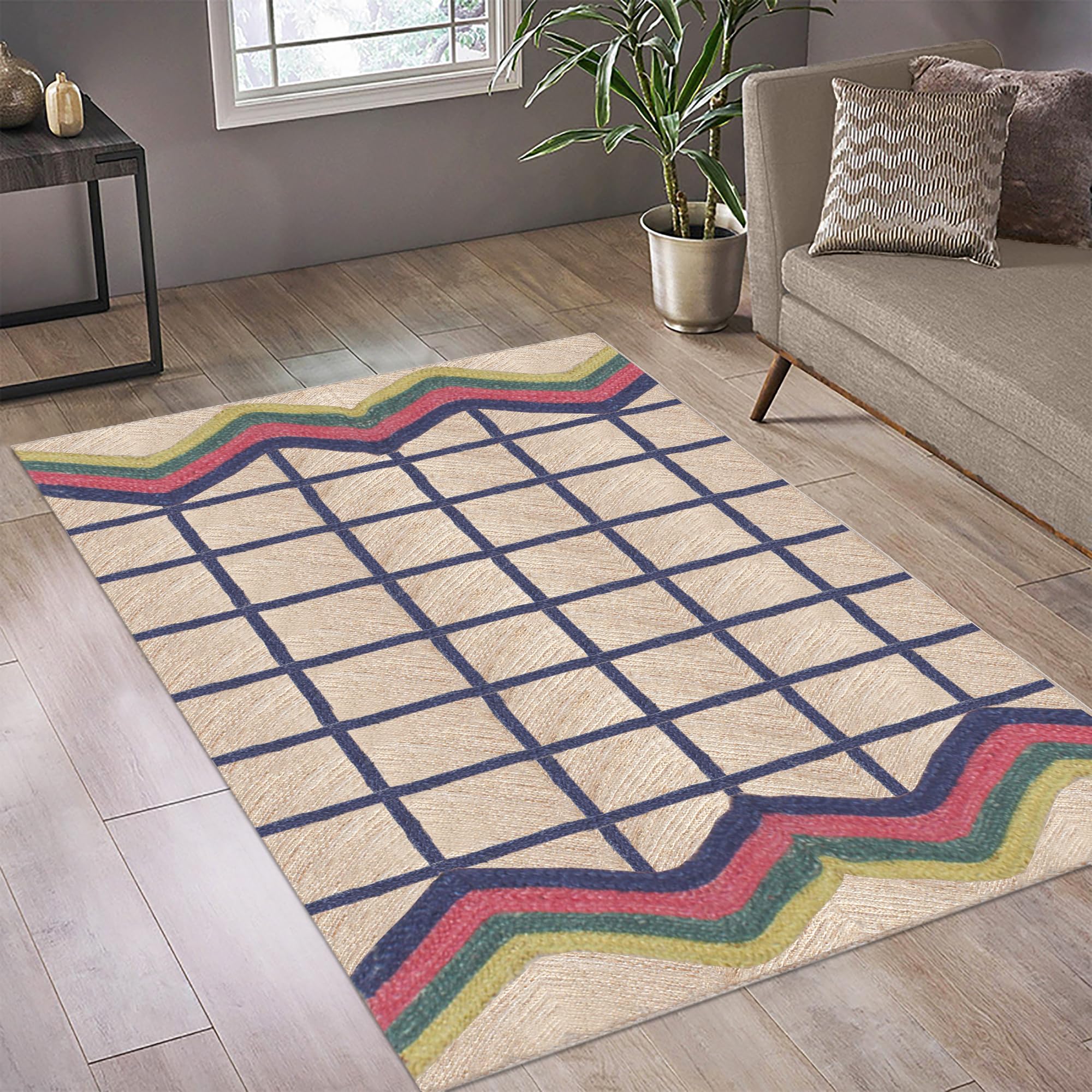 Tapis de couloir bohème et petit escalier en jute tissé main 6,8x183,3 cm