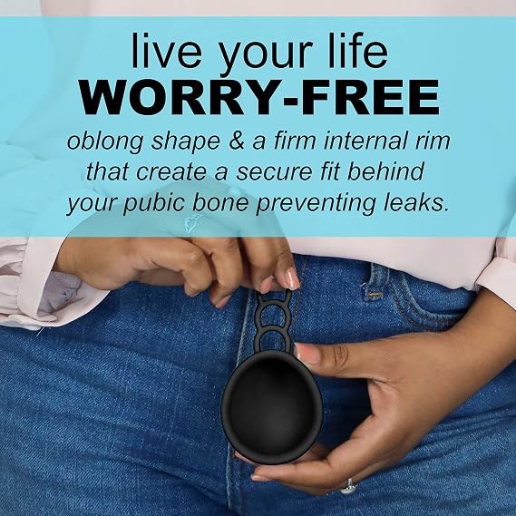 Reusable Menstrual Disc | Period Disc with Removal Loop Stem | Alternative to Menstrual Cups for Light or Heavy Flows | Sustainable Alternative to Tampons/Pads (2 Large, Black)