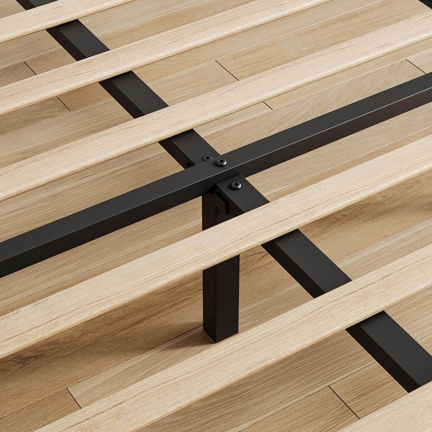 GarveeHome Bed Frame with Headboard Adjustable, Velvet Upholstered Tufted Platform Bedframe No Box Spring Needed (Beige(Velvety Matte Finish), Full)