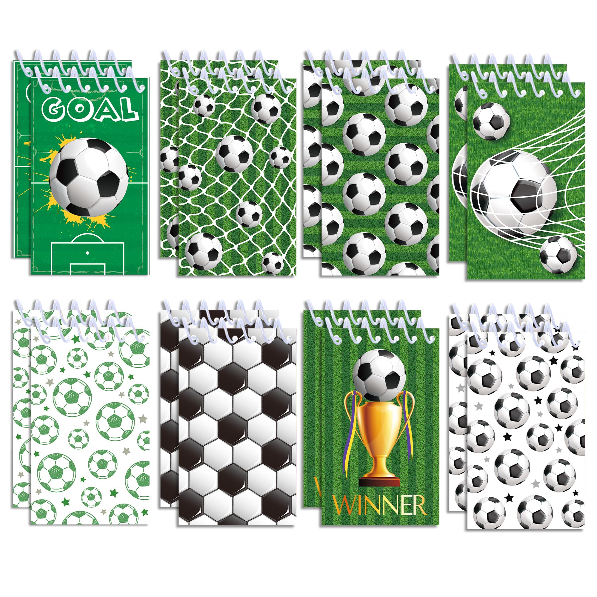 CC HOME Pack of 24 Mini Notepads Kids Football Kids Party Favours Mini Notebook Spiral Notepads for Children Football Birthday Party Classroom Party Bag