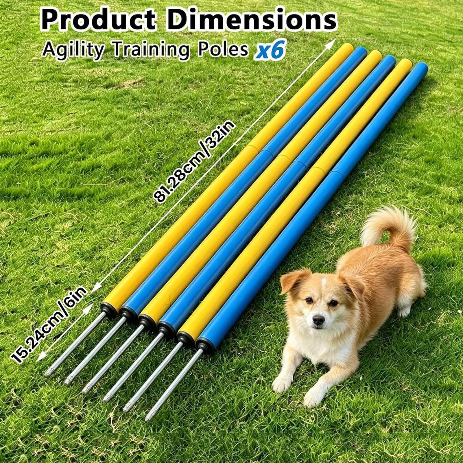 Agility-Slalomstangen für Hunde 6 Stück Stabile Verstellbare Agility