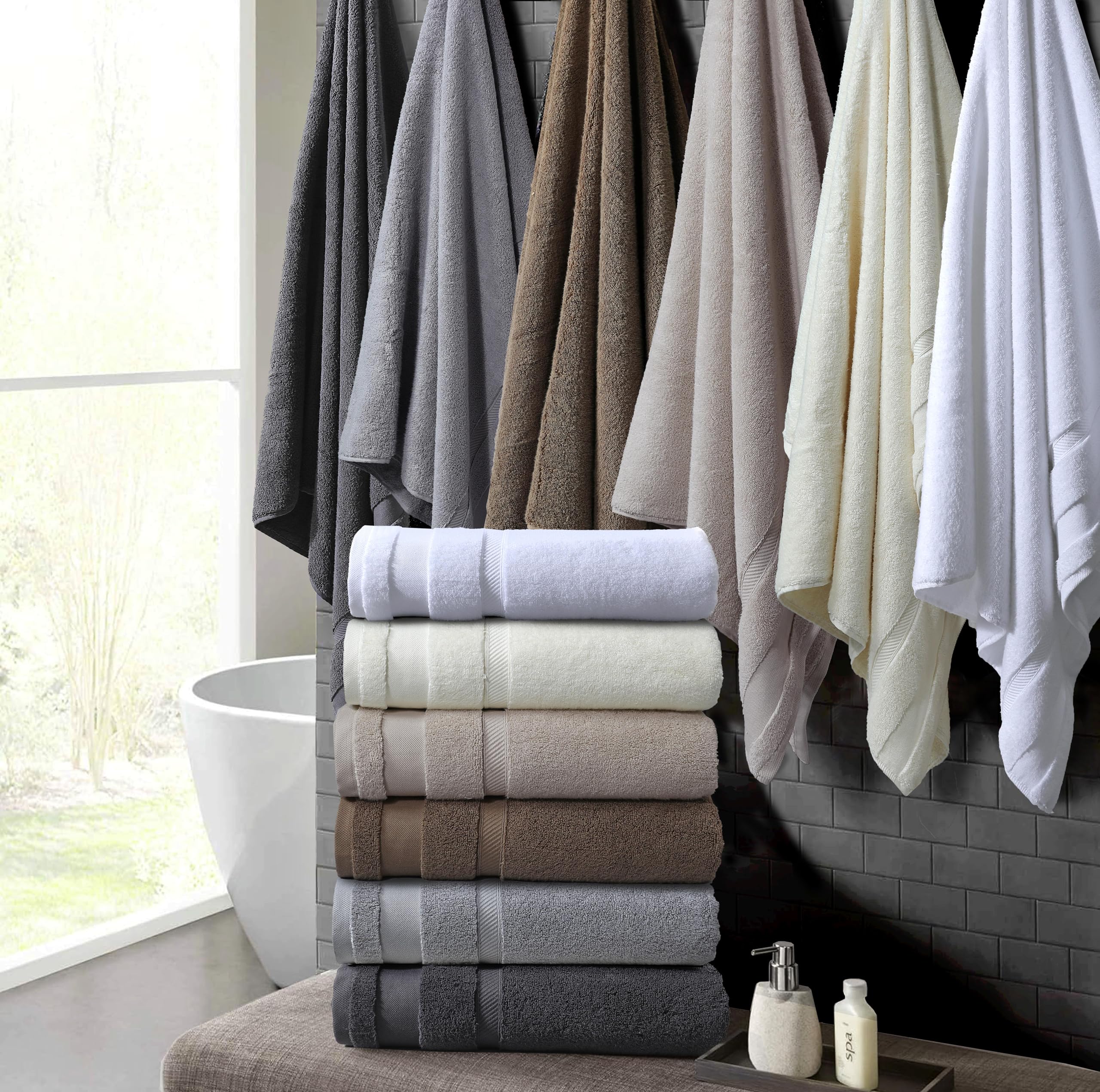 ATRIVM - Juego Toallas de Baño 4 Piezas 100% Algodón Zero Twist | Muy Suaves y Absorbentes de 600gr/m² | Incluye 2 Lavabo (50x100cm) + 2 Ducha (70x140cm) | (Gris Plata)