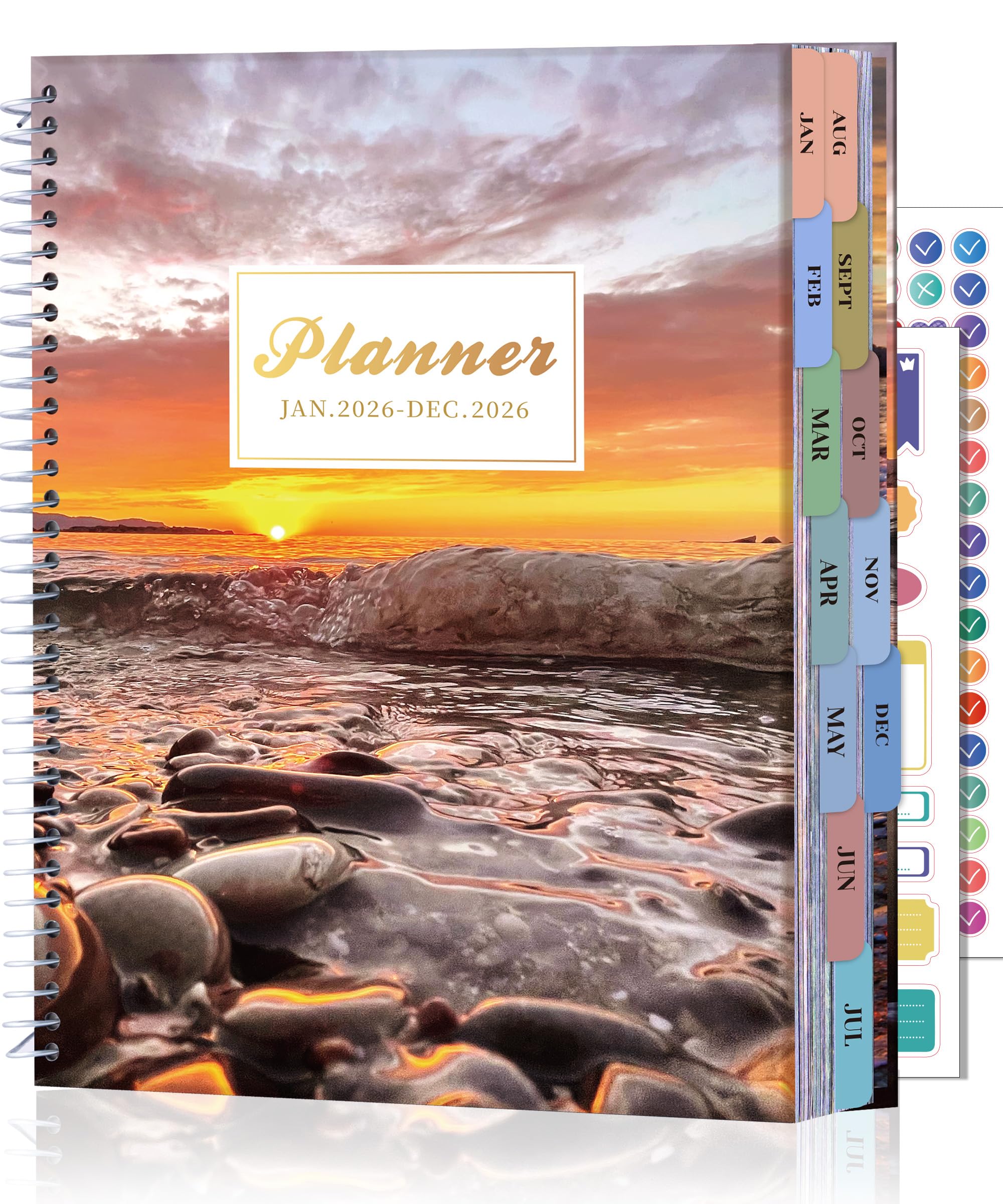 cagie 2026 monthly planner: 12 months jan 2026 - dec 2026 calendar planner weekly and monthly 8.5" x 11" large spiral planners for women hourly daily yearly agenda with tabs stickers, stone ( similar to one in stock)
