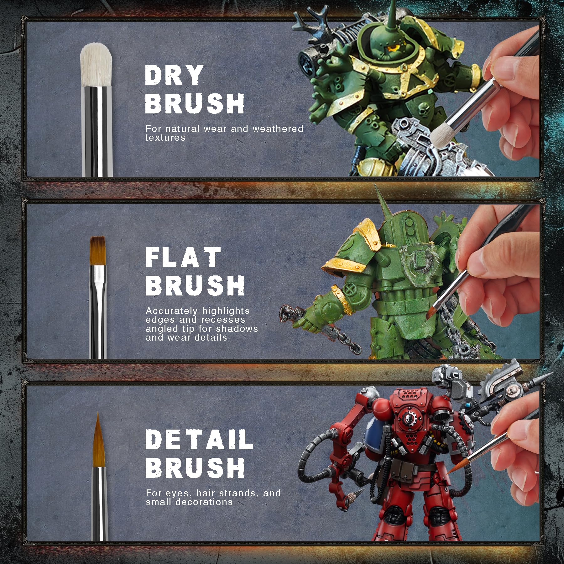 Pinceles de pintura en miniatura, juego de 20 pinceles de pintura con contenedor para pincel seco, acrílico, pintura de detalles finos, pintura en miniatura y pintura por números
