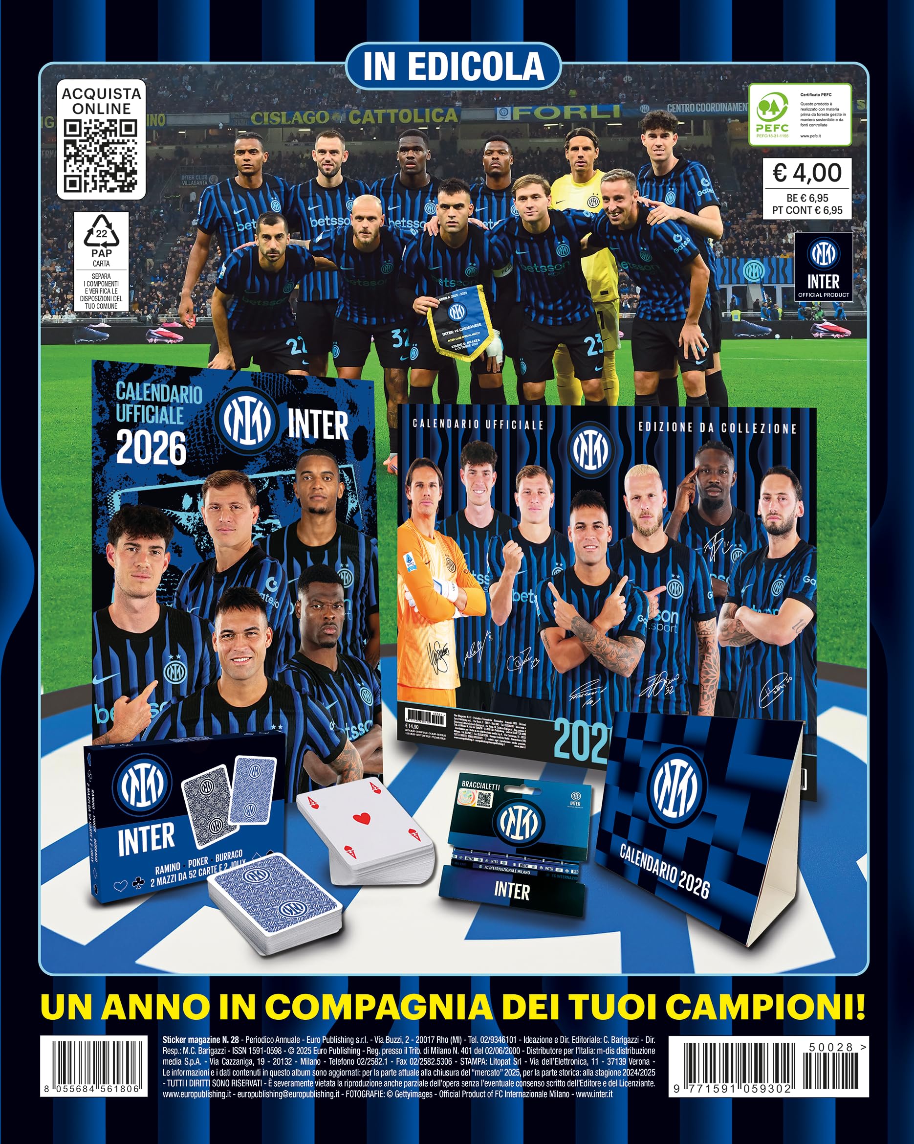 EURO PUBLISHING Album Figurine Inter 2025-2026 Prodotto Ufficiale 274 figurine