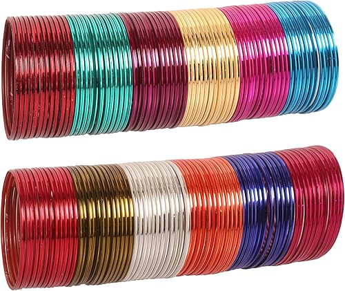 Touchstone - Juego de pulseras indias para mujer, coloridas, joyería de regalo, a granel de pulseras de metal estilo Bollywood en 12 colores