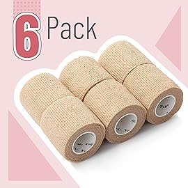 Mr. Pen- Self Adhesive Bandage Wrap, 6 Pack, Skin Colored, 2 x 5 Yards, Cohesive Bandages, Medical Wrap, Elastic Bandage Wrap, Self Sticking Bandage Tape