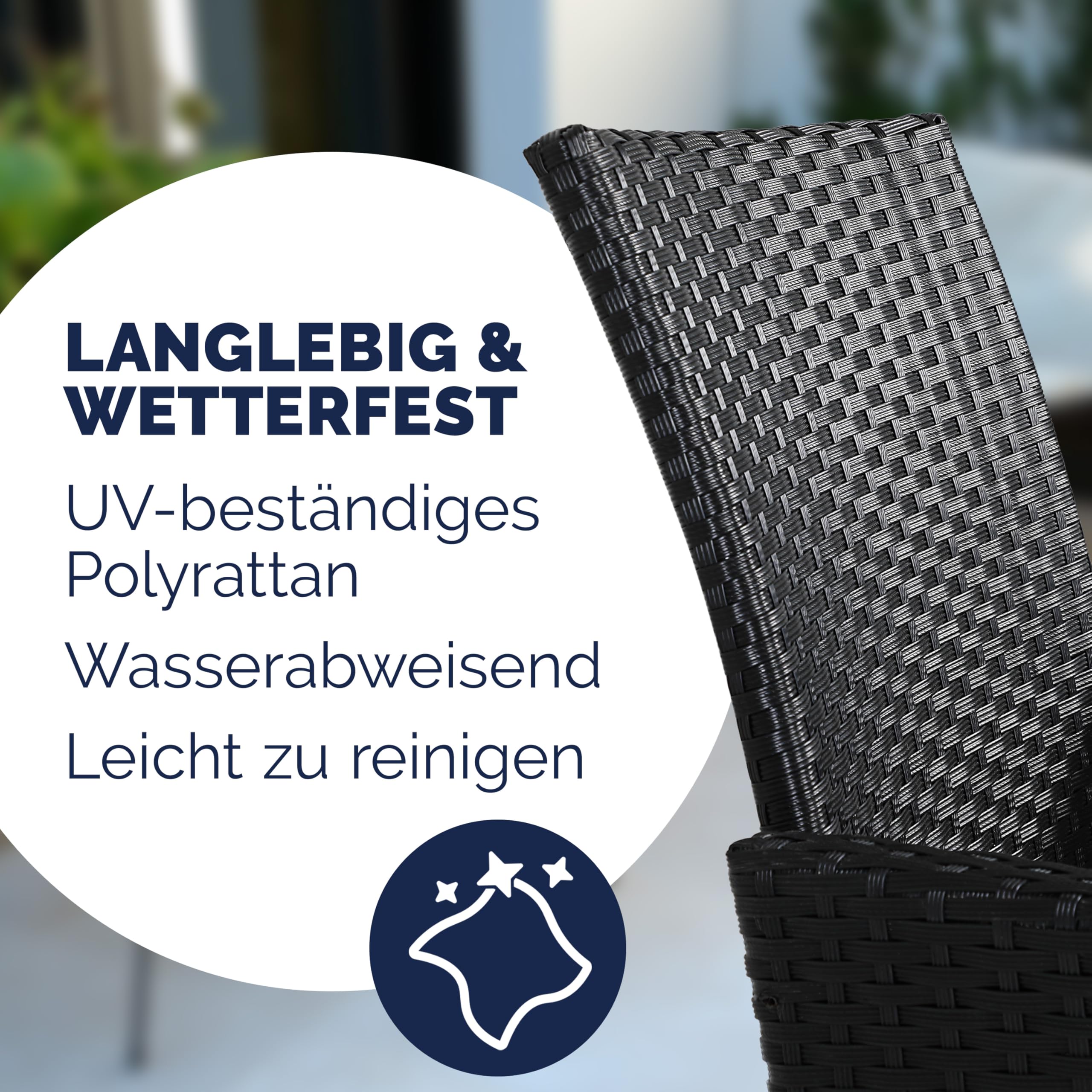 Casaria® Gartenbank Wetterfest UV-beständig Polyrattan Tisch Aufbewahrungsbox Auflagen 320kg Belastbarkeit Garten Balkon Möbel Bank 2-Sitzer Schwarz