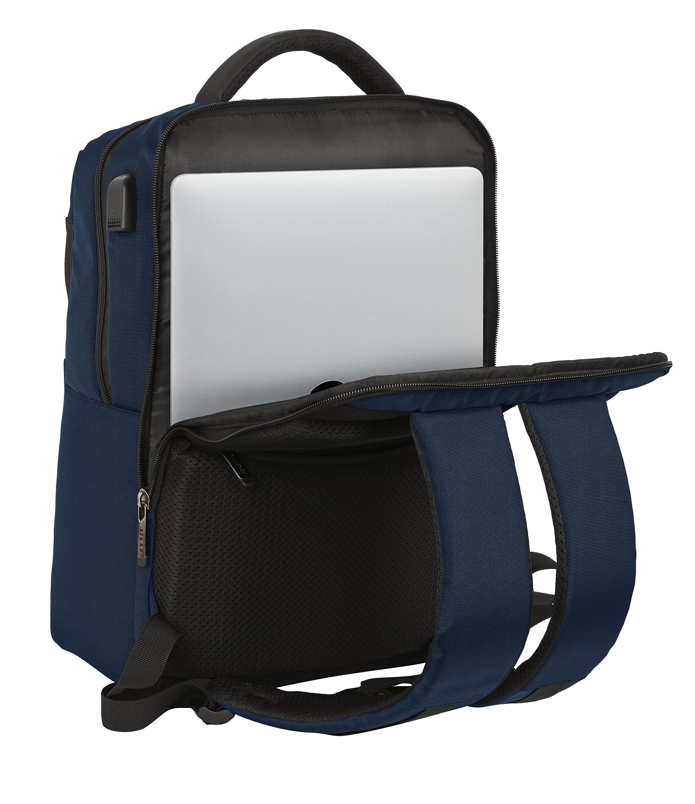 SAFTA - Zaino 2 tasche portatile 15,6" + USB Business Dark Blue 31X44X13Cm, multicolore (642201377)