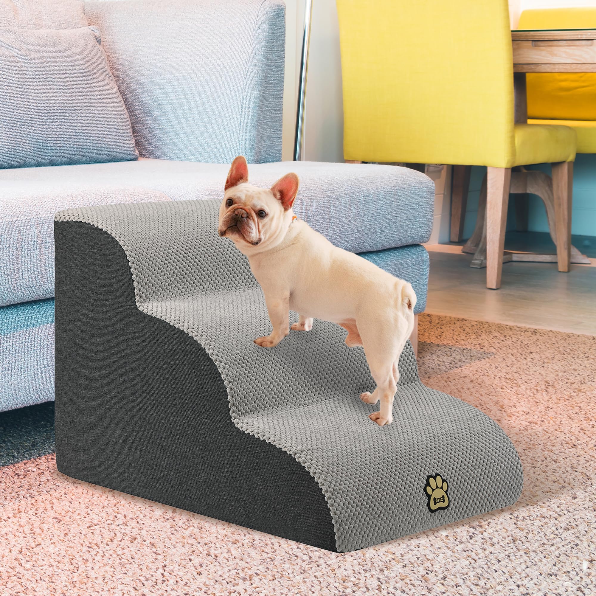 Scaletta per cani di piccola taglia, per divano e letto, in spugna ad alta densità, con copertura rimovibile e lavabile, base antiscivolo
