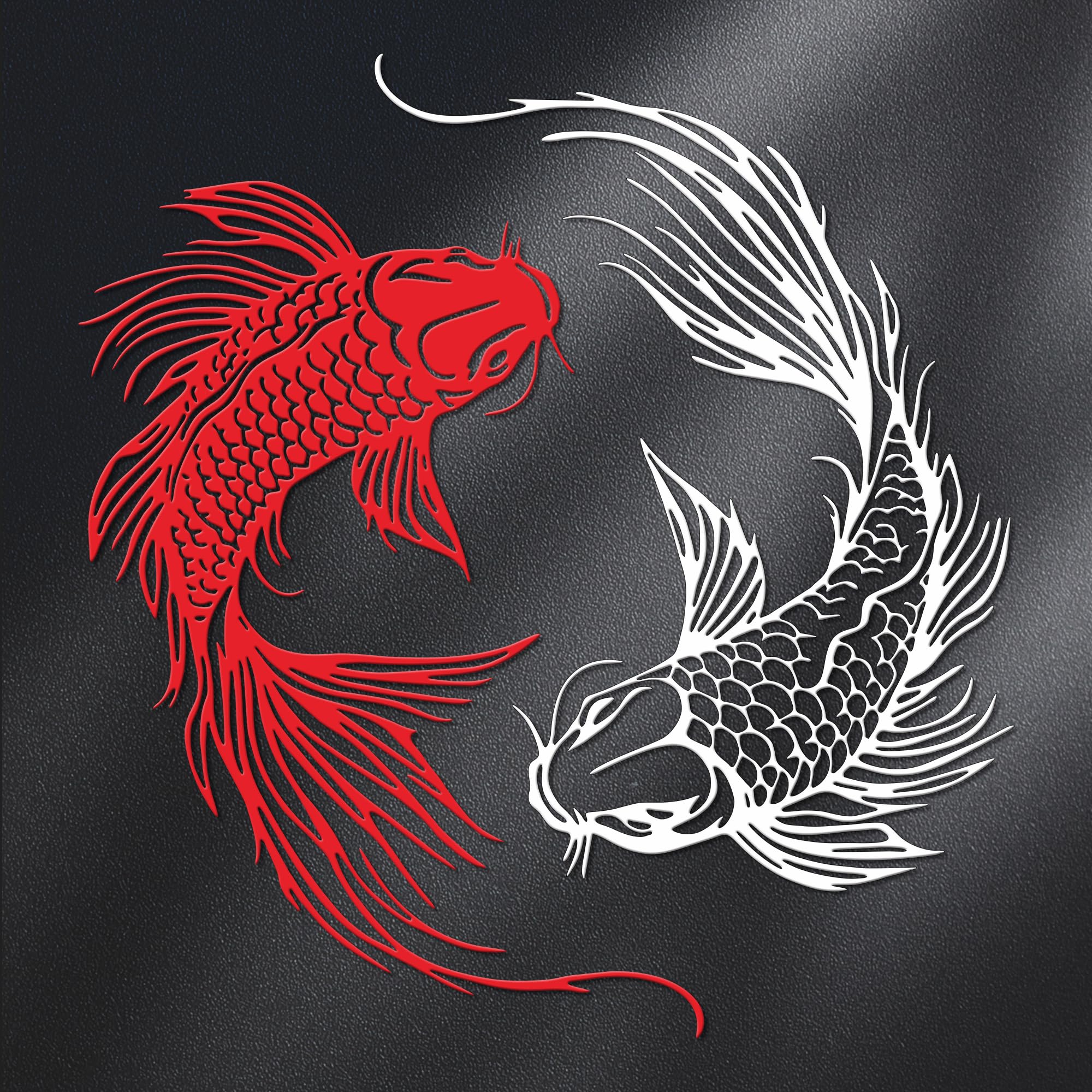 Xedatric Koi Fish Metal Wall Art-Complementary Red & White Japanese Wall Decor with Auspicious Design-Elegant Koi Fish Decor for Zen Spaces