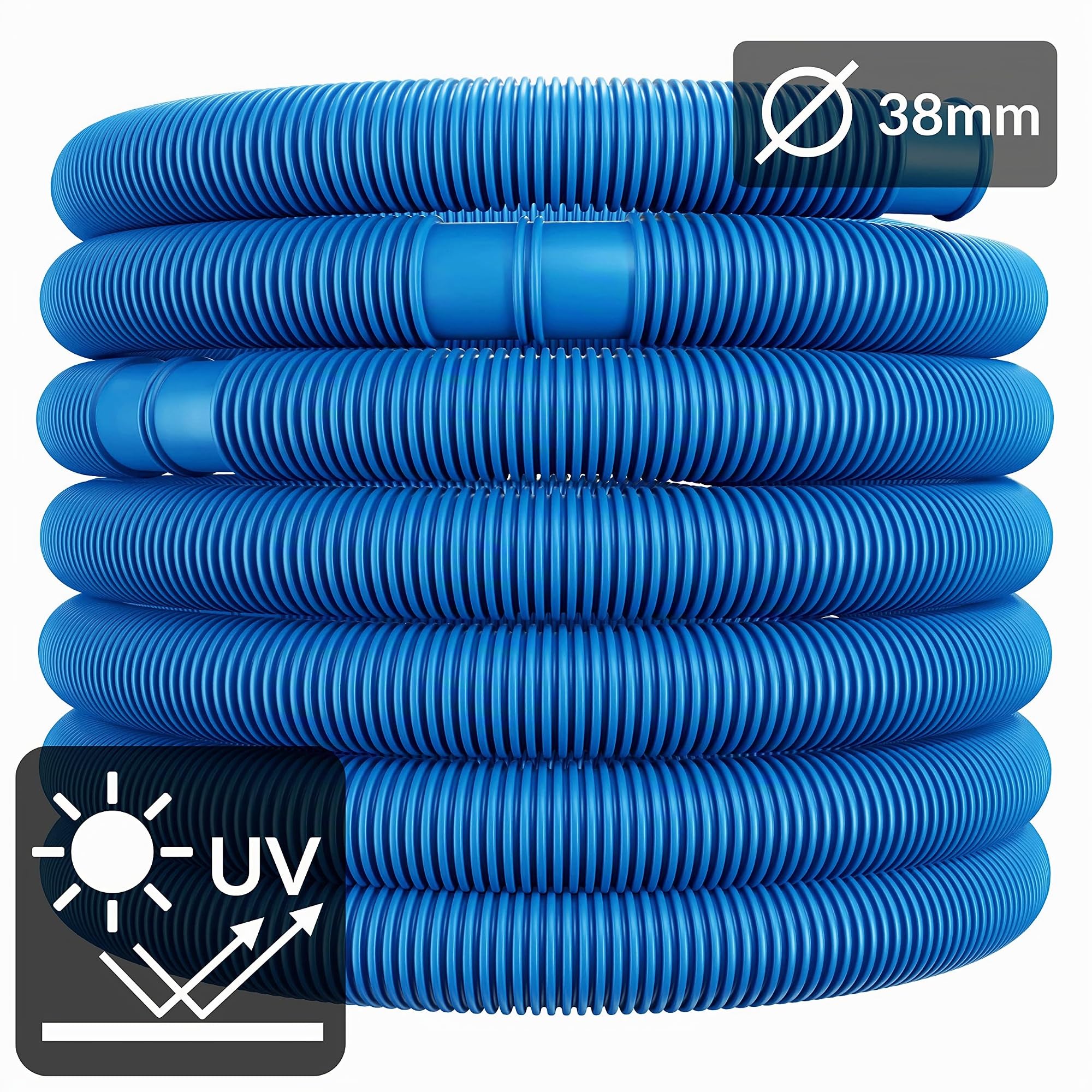 Monzana® Tubi per Piscina 14m Ø 38mm con Manicotti Galleggiante Pompa Aspirazione Acqua Tubo Solare