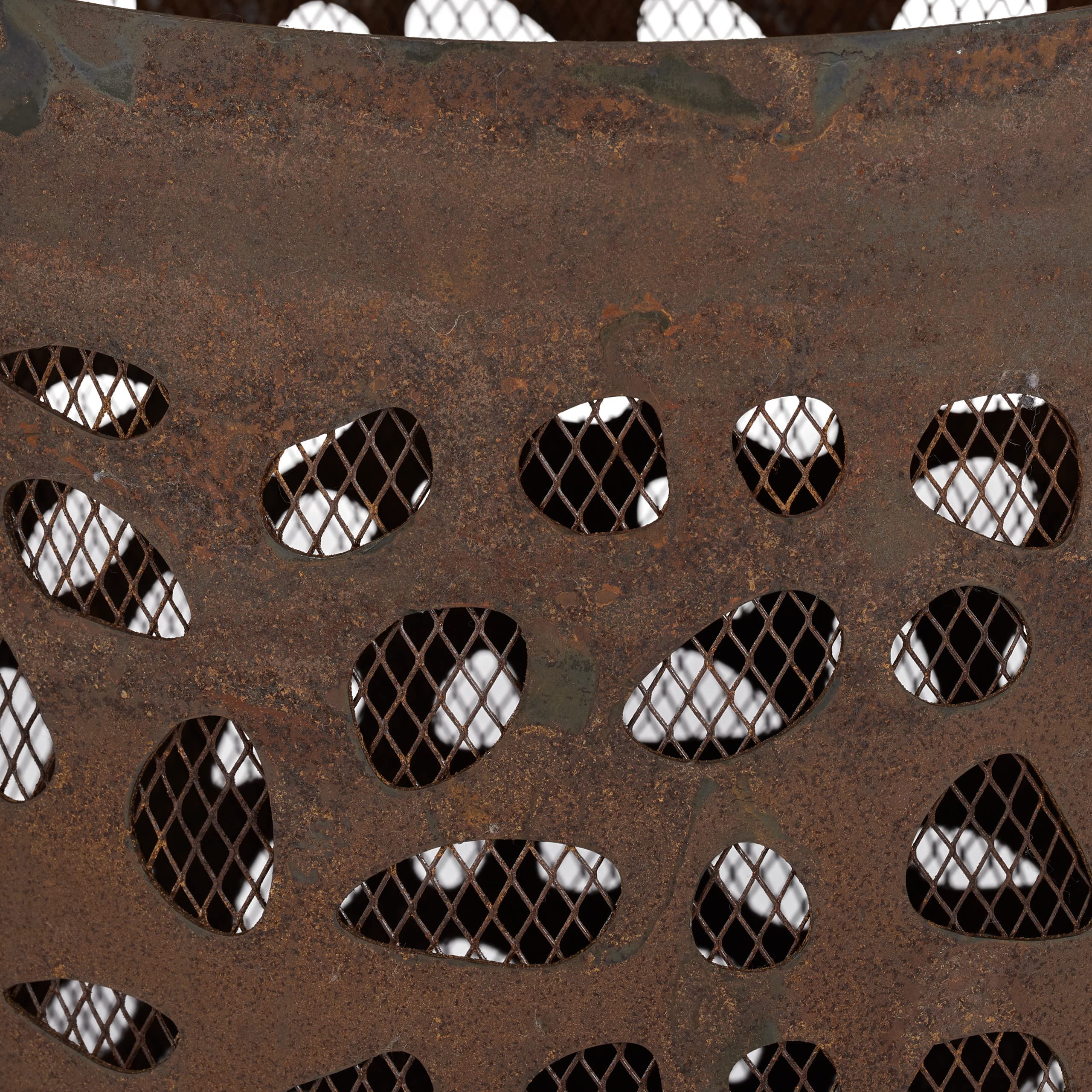 Relaxdays Braciere da Esterno, Parascintille, Attizzatoio e Griglia, da Giardino, HxD: 60x37 cm, Acciaio Corten, Marrone