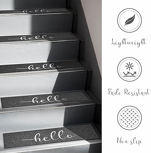 Miniatura 6 de Tapete de decoración navideña de 35 x 10 pulgadas para escaleras, tapete de entrada al aire libre, peldaños de escalera antideslizantes, tapete